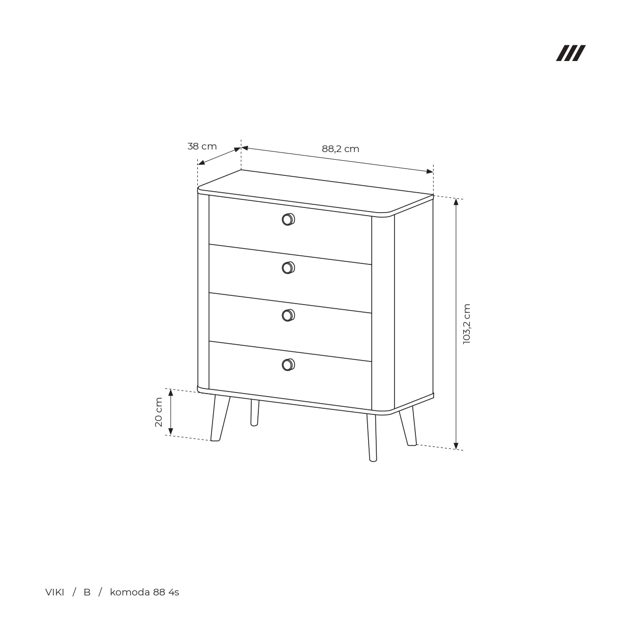 Lask Viki – Kommode 88 cm