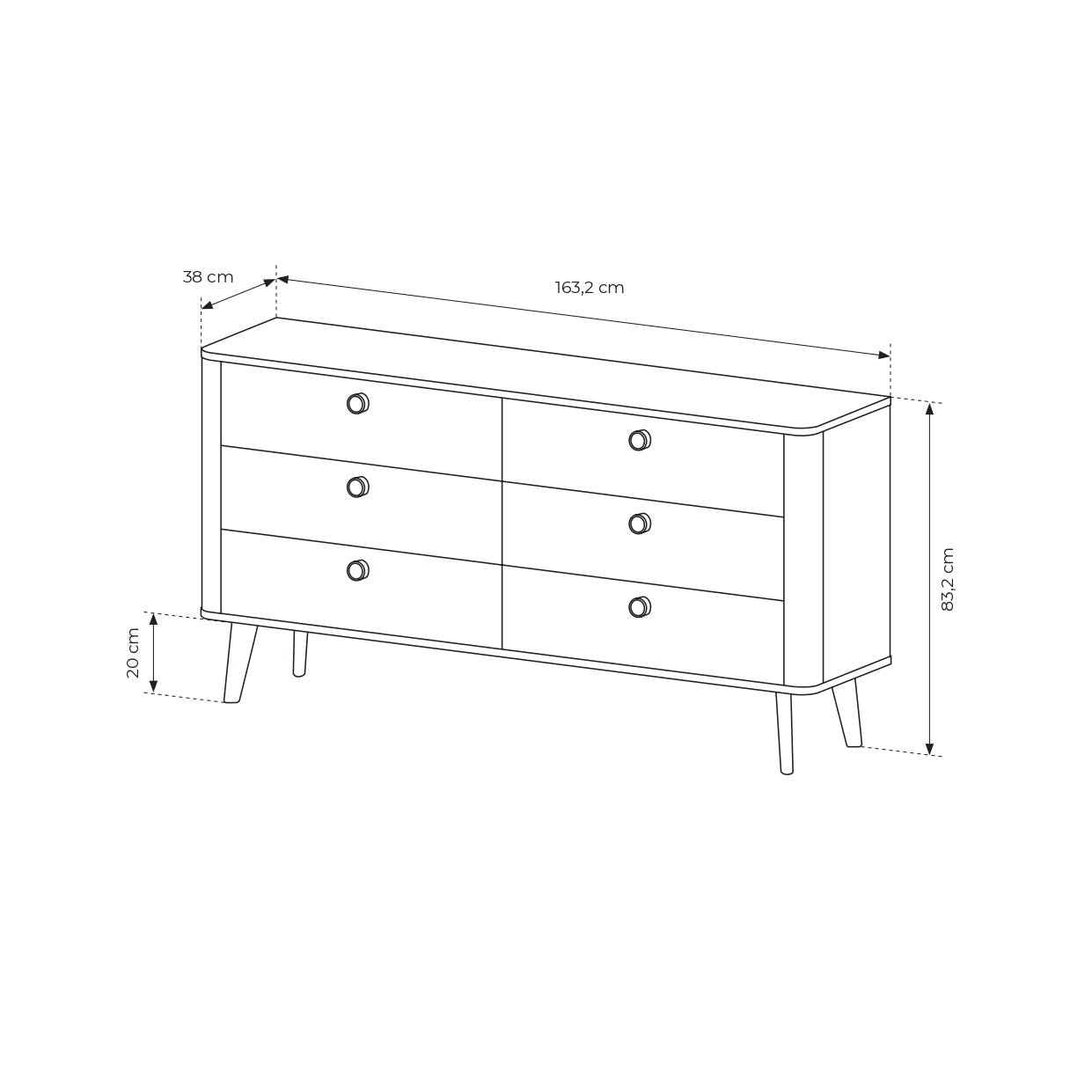 Lask Viki – Kommode 163 cm
