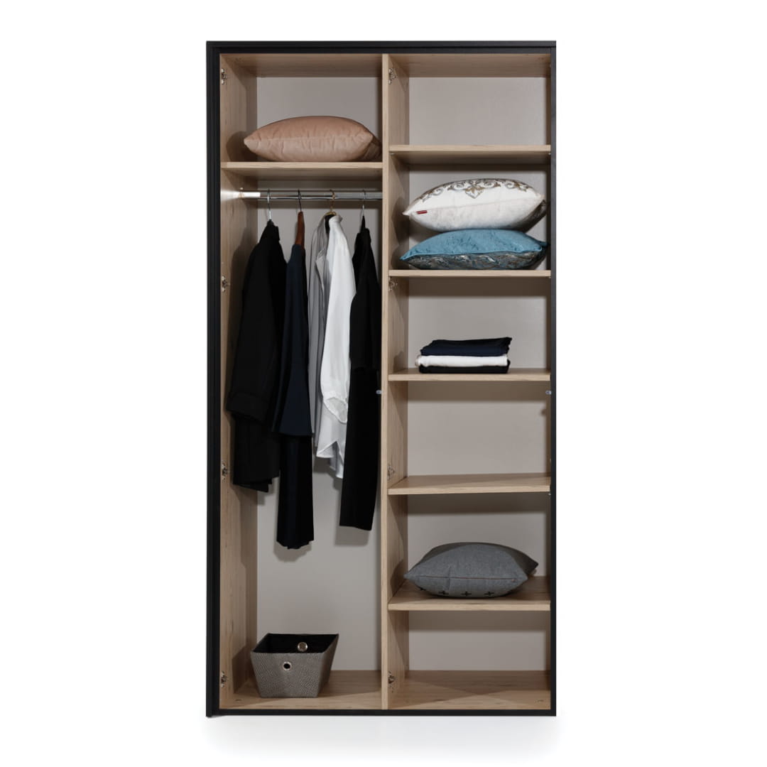 NE Glass Loft 2-türiger Kleiderschrank mit Spiegel – 109 cm
