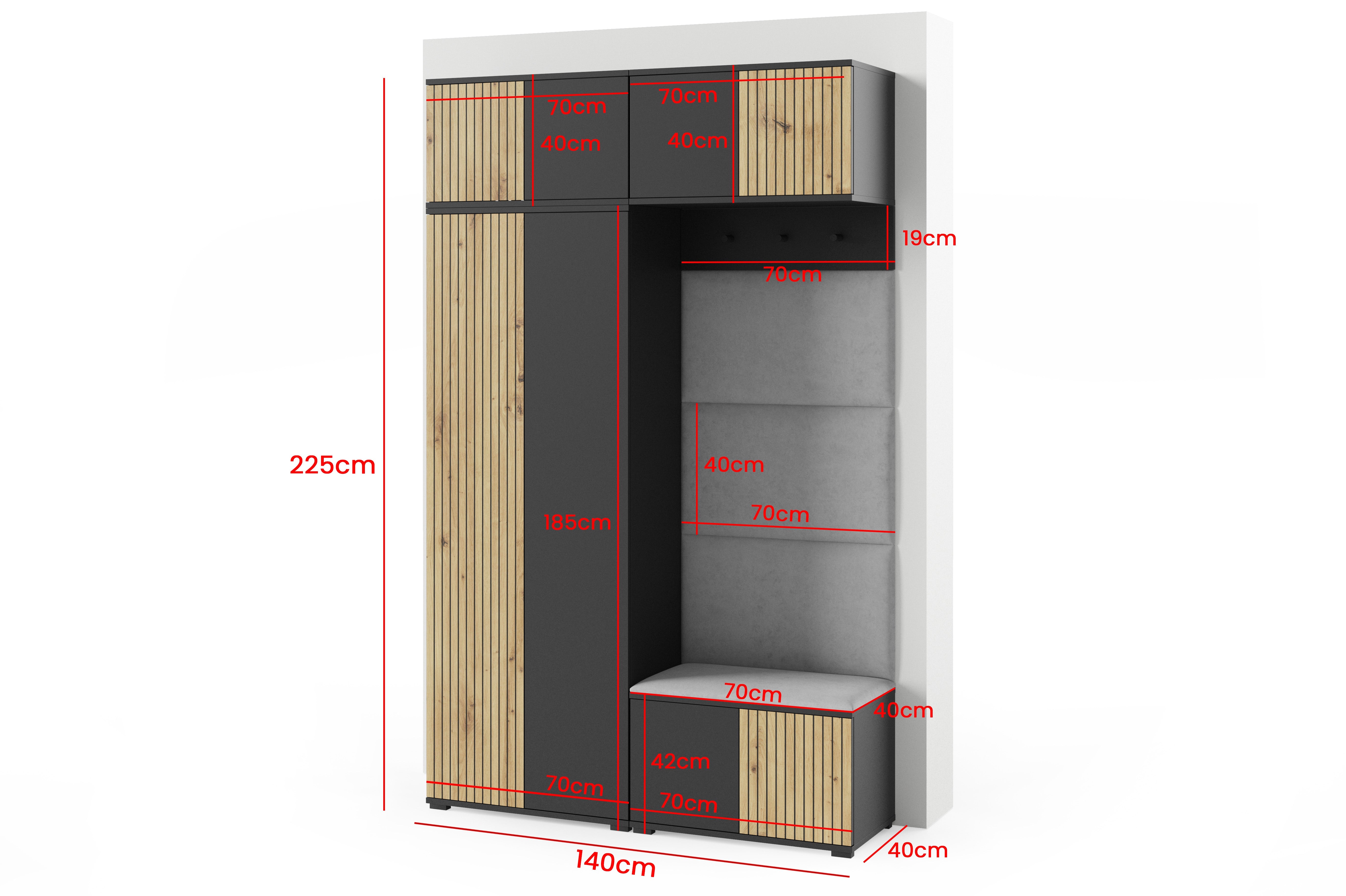 PK Ross 3 Hallway Set –  Upholstered Panels in Various Colours