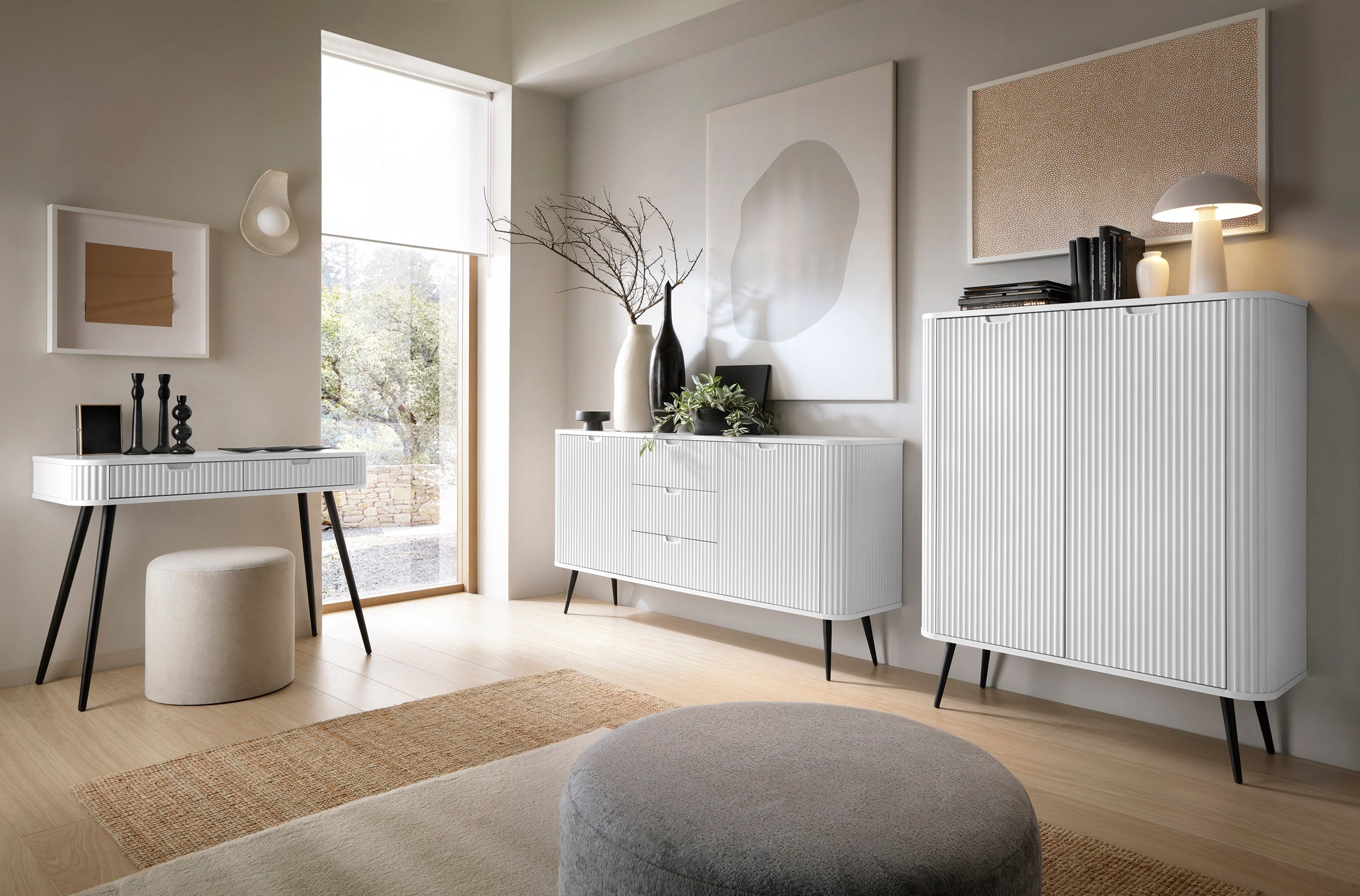 Zova Weißes Set mit hohem Sideboard