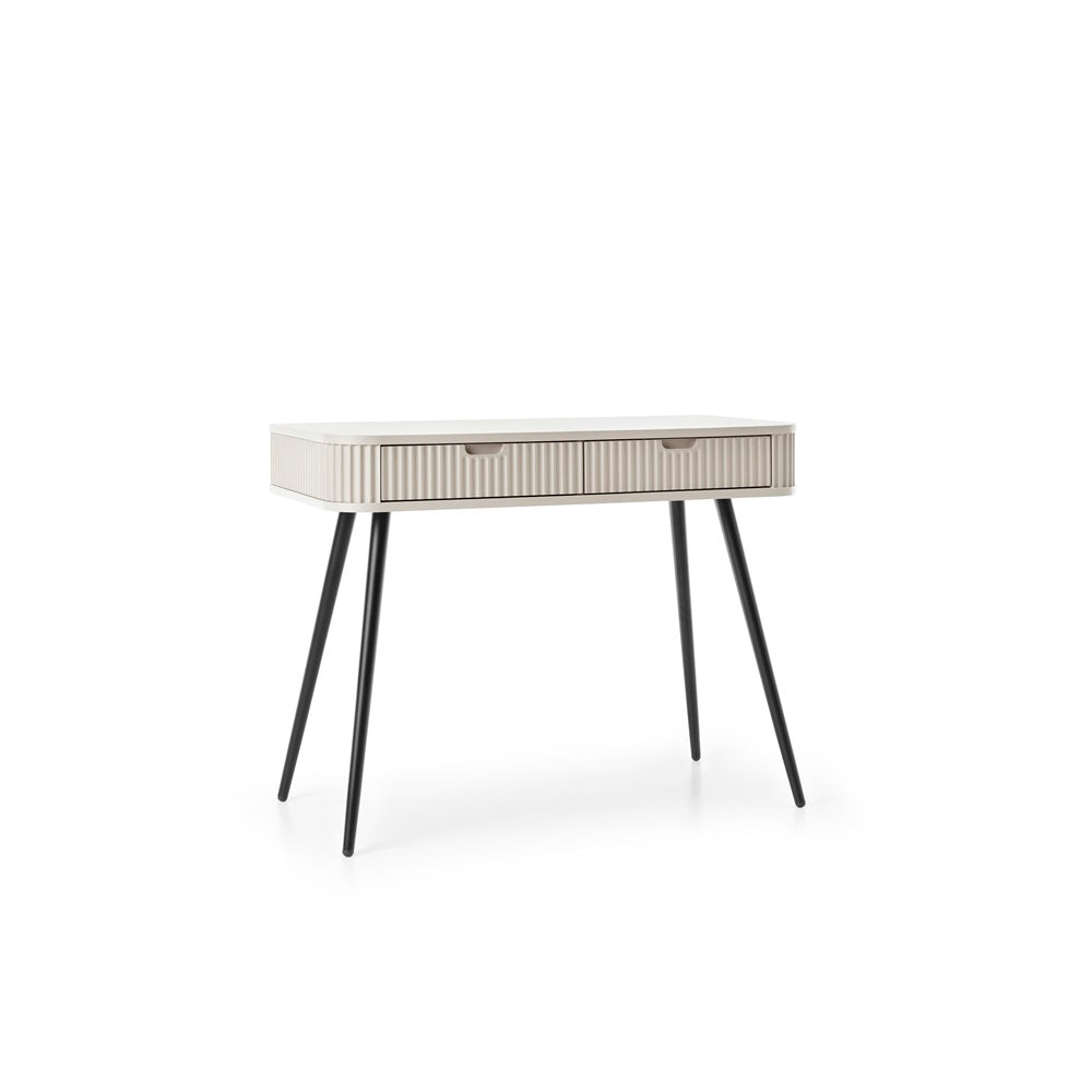 ZOVA Chest of Drawers - Modern Vanity with Two Drawers and Grooved Fronts #color_Cashmere with black legs