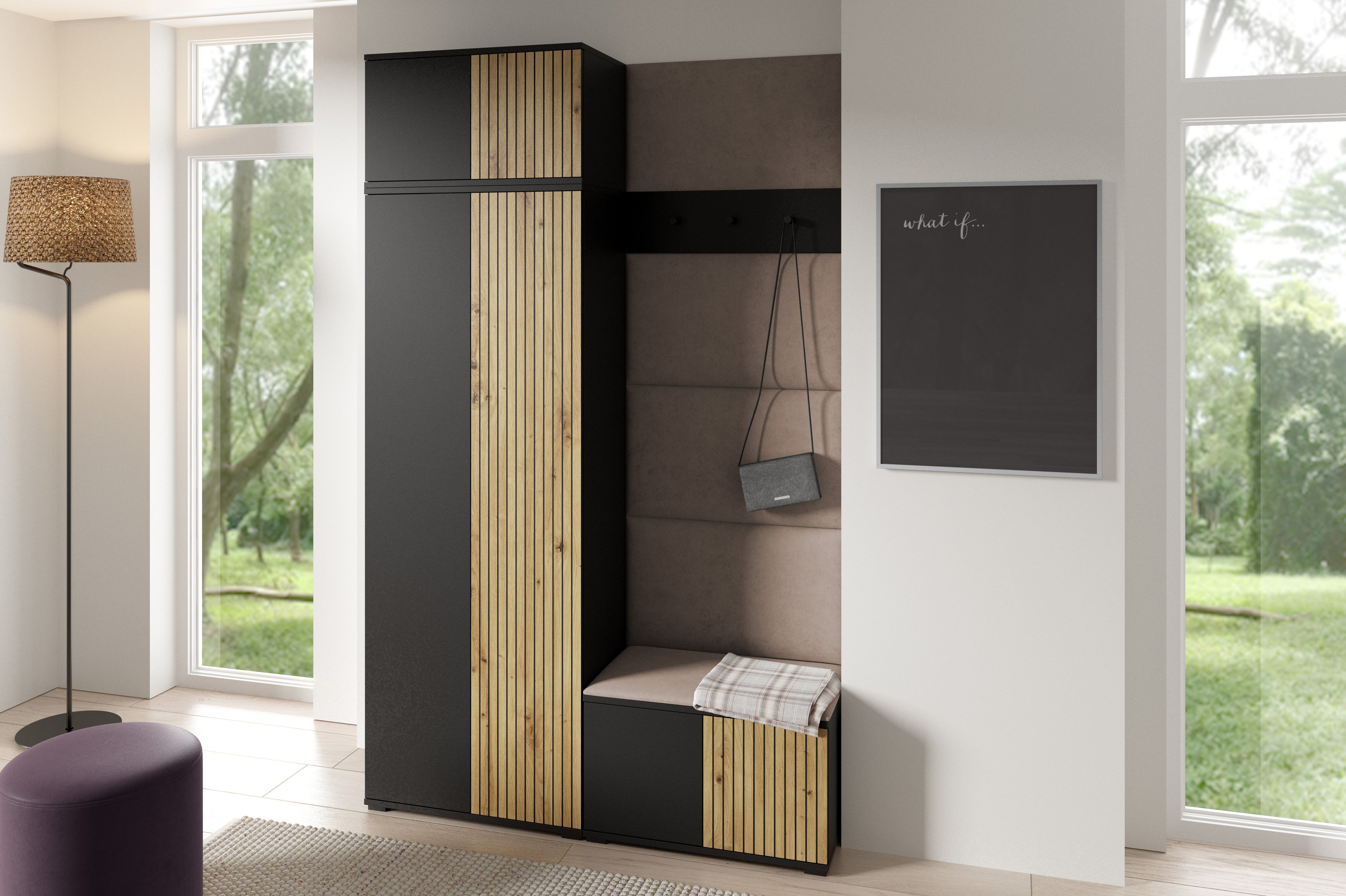 PK Ross 2 Hallway Set –  Upholstered Panels in Various Colours