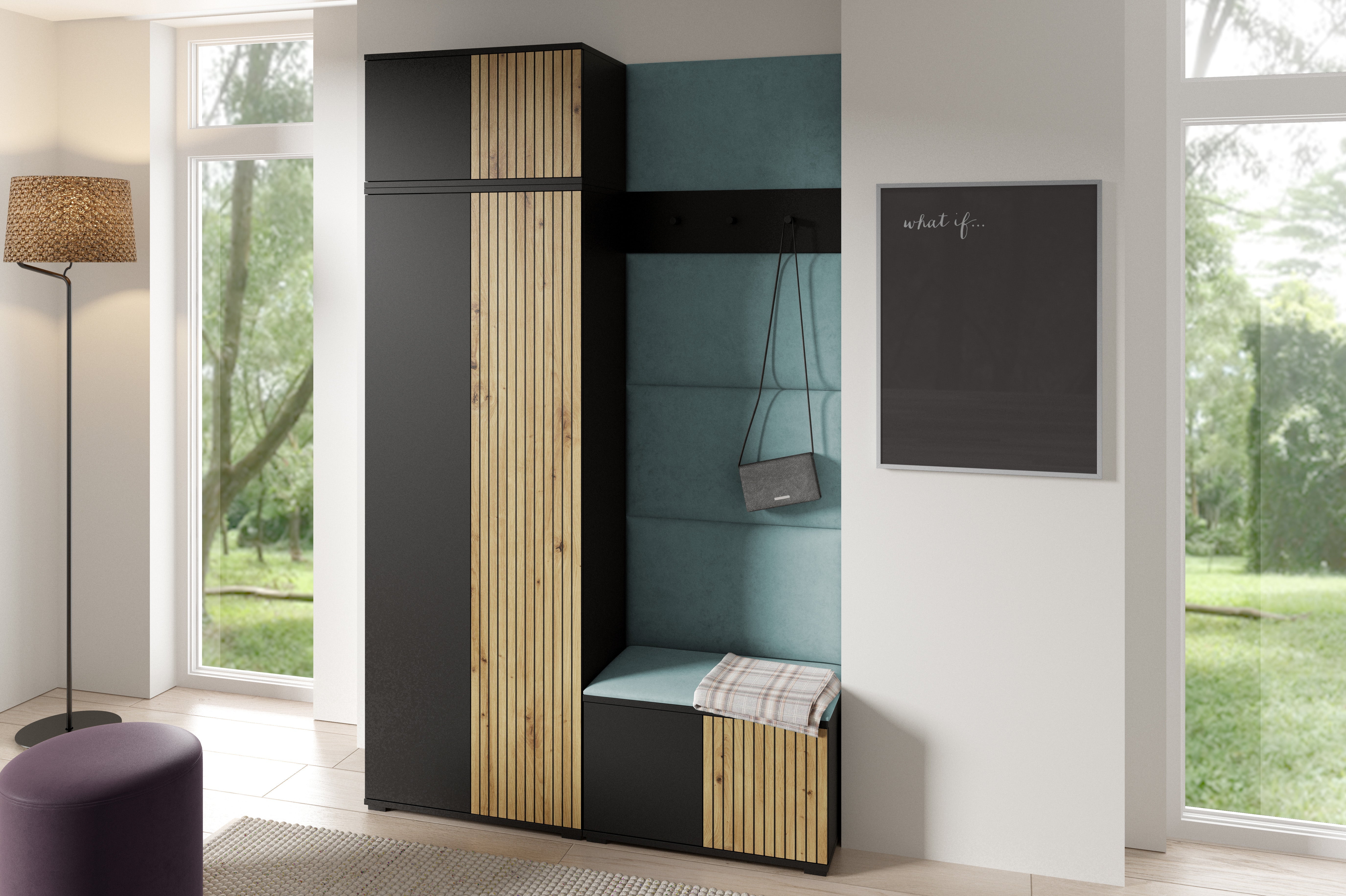 PK Ross 2 Hallway Set –  Upholstered Panels in Various Colours