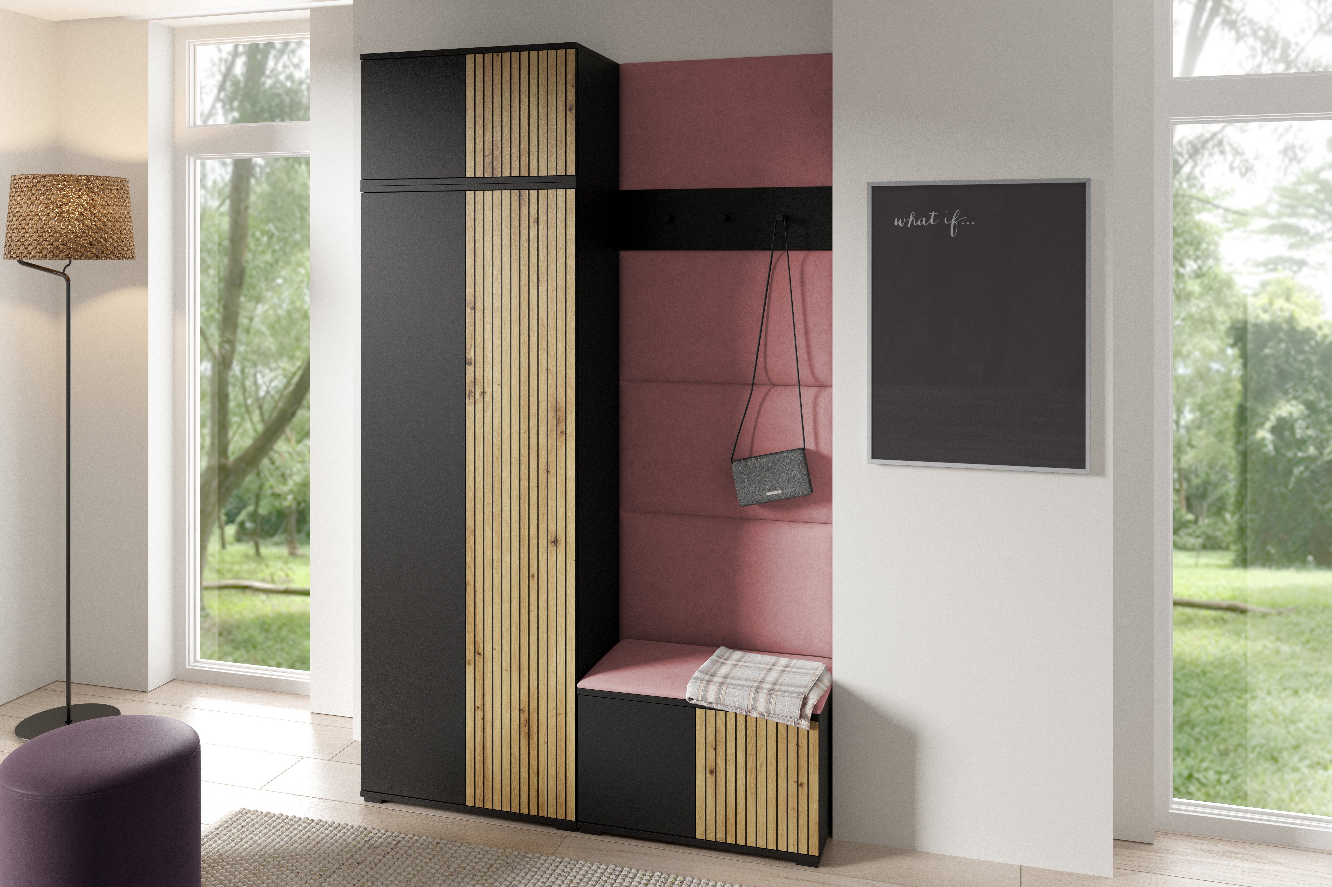 PK Ross 2 Hallway Set –  Upholstered Panels in Various Colours