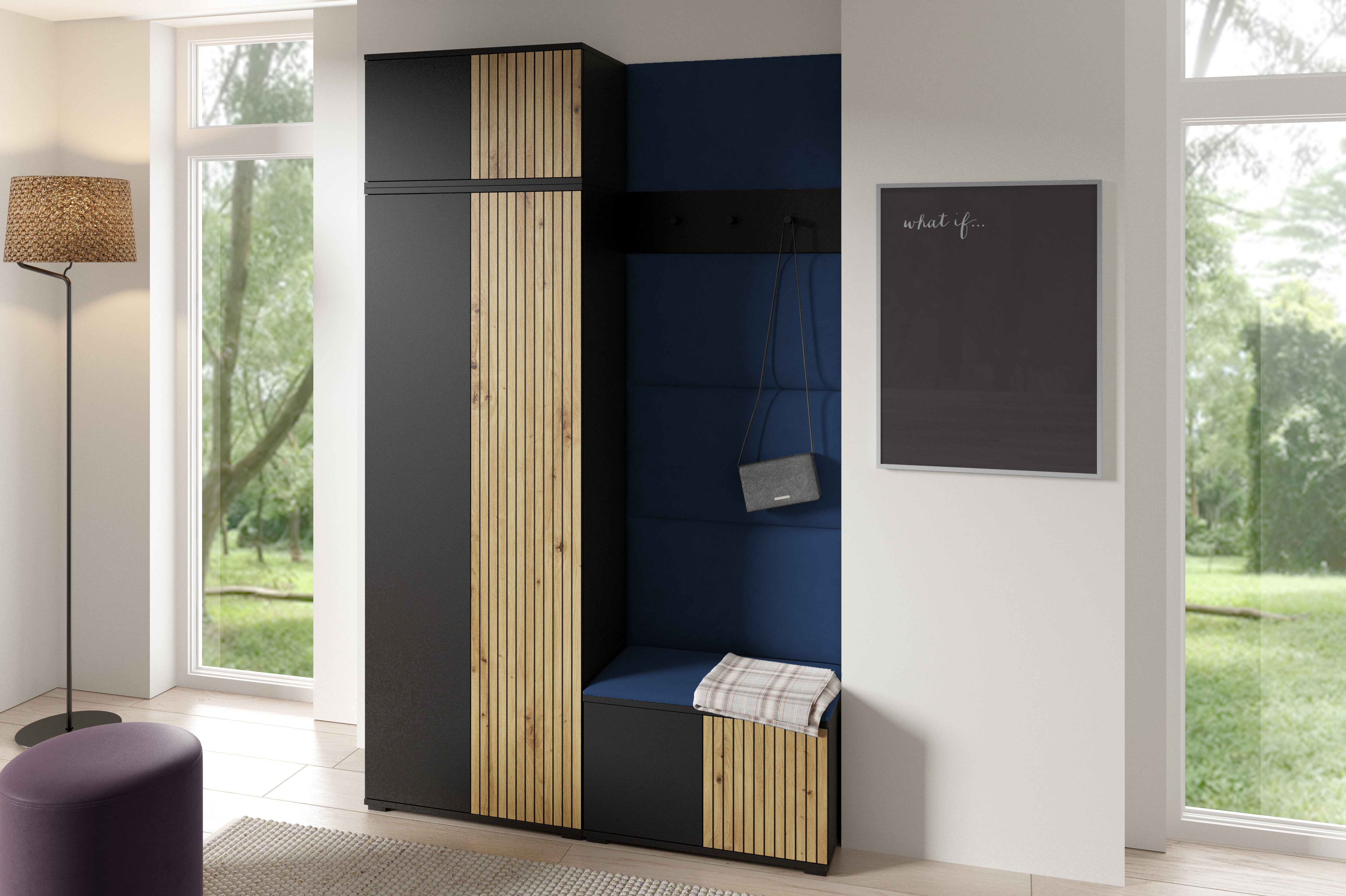 PK Ross 2 Hallway Set –  Upholstered Panels in Various Colours