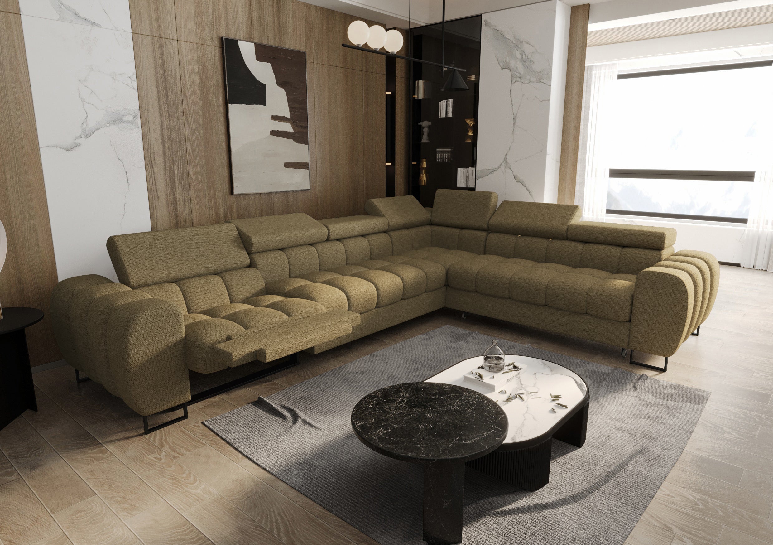Aspen Max Relax 330×260 cm Ecksofa mit Schlaffunktion links - in verschiedenen Farben und Stoffen erhältlich