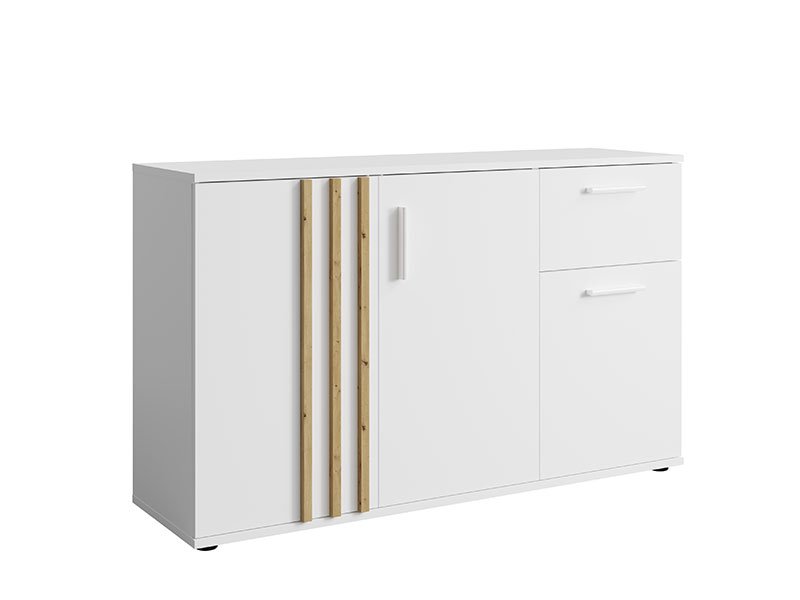MO Toll 3-türiges Sideboard mit 1 Schublade – Weiß / Artisan-Eiche