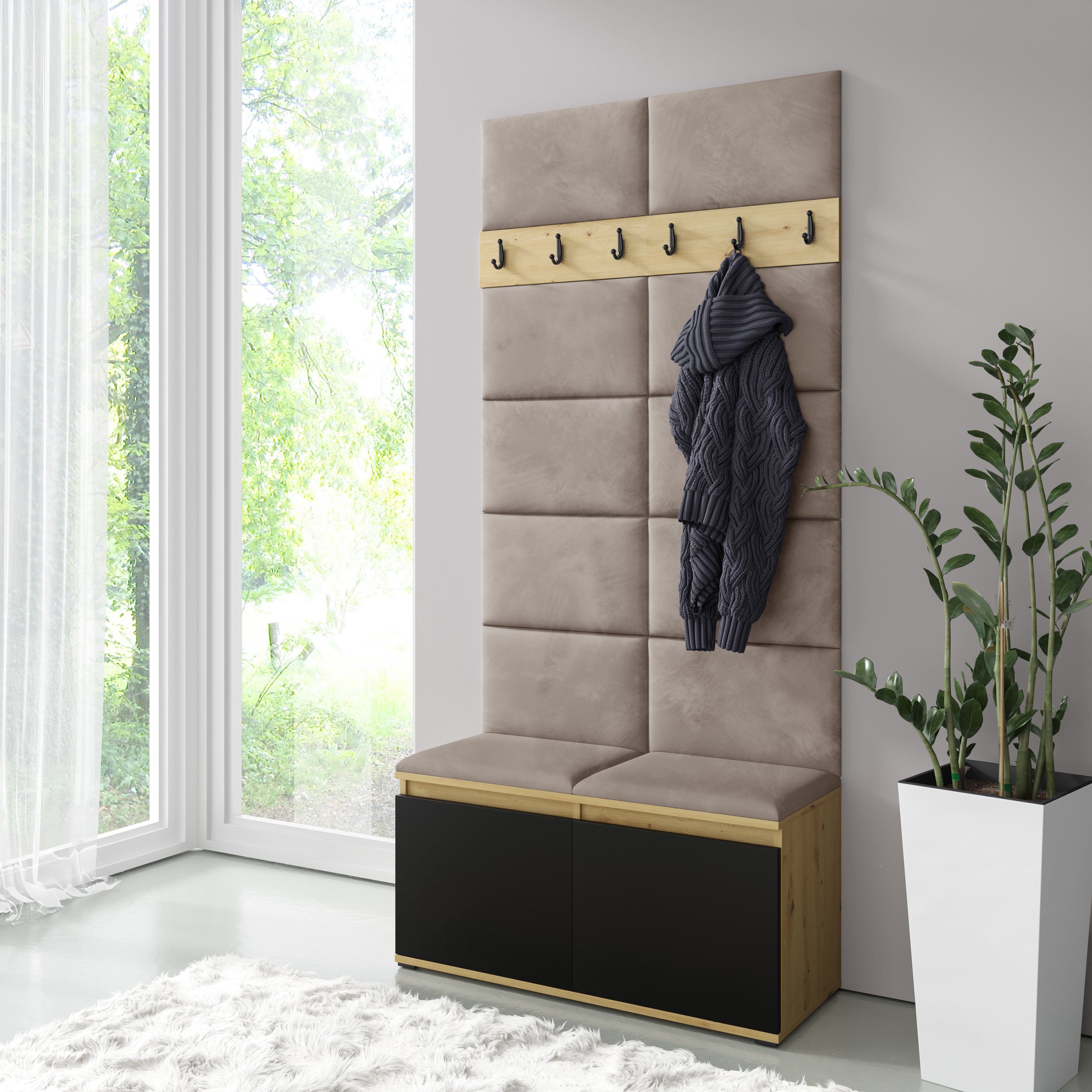 PK Emi 1 Hallway Wardrobe  Artisan Oak / Black - Rabbit