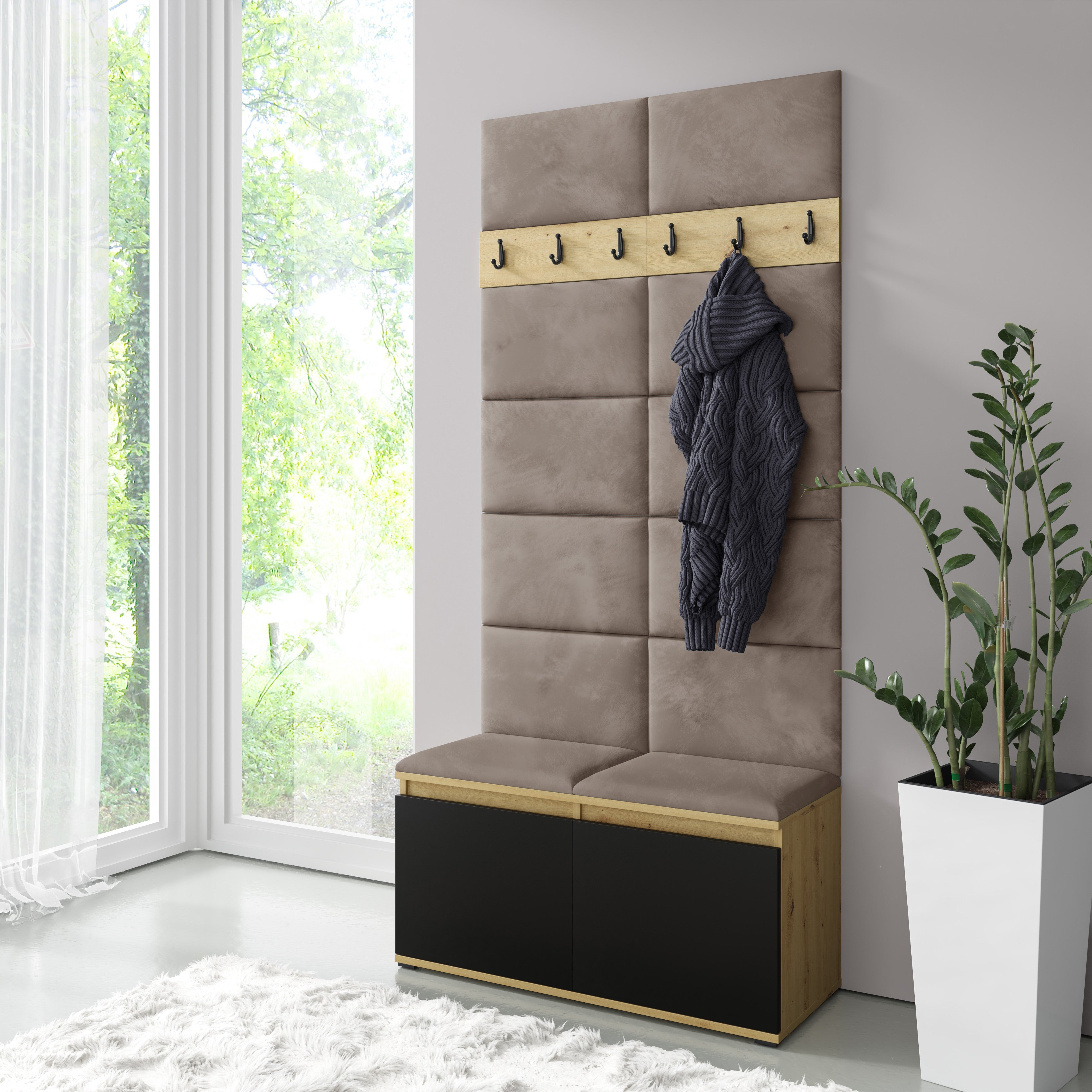 PK Emi 1 Hallway Wardrobe  Artisan Oak / Black - Mika