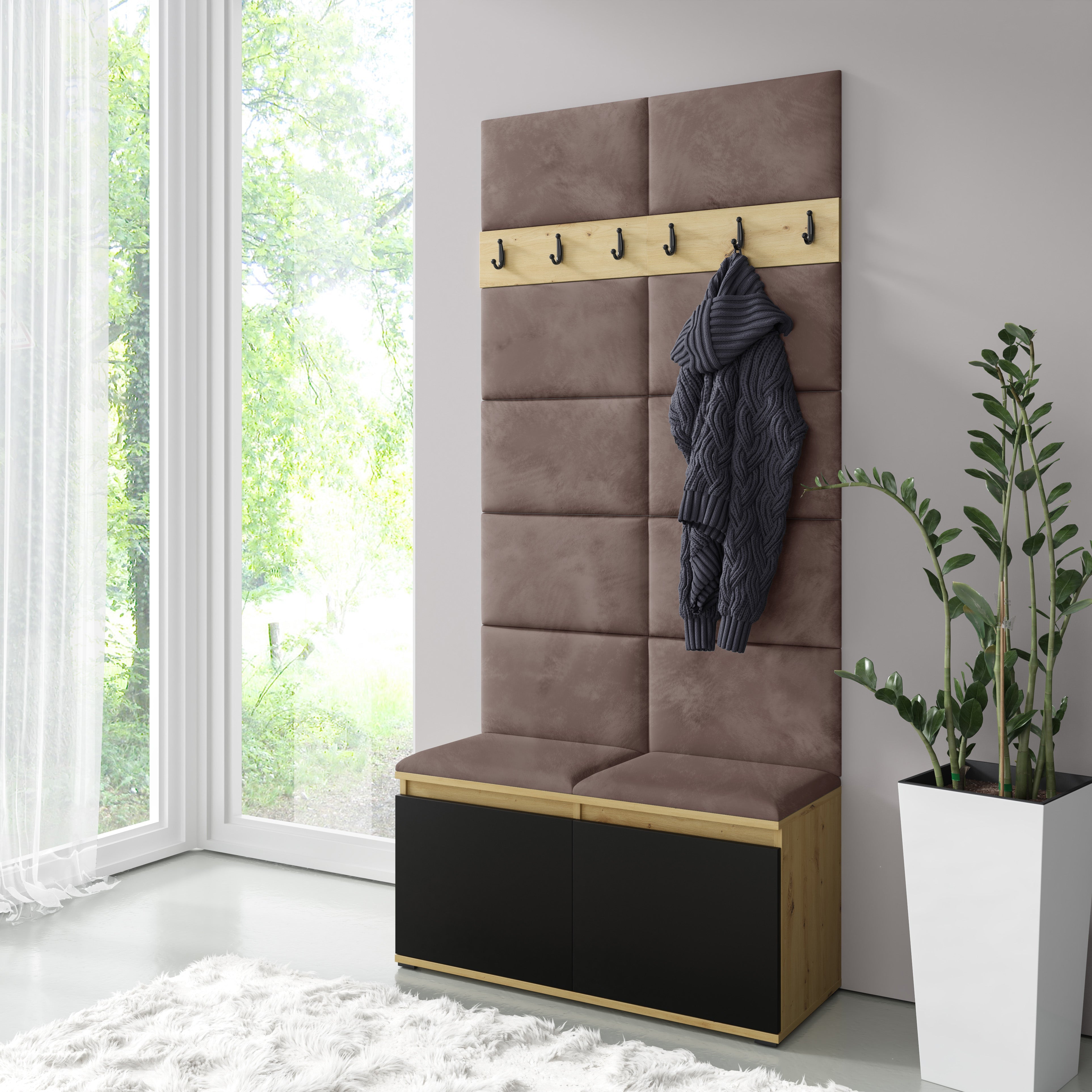 PK Emi 1 Hallway Wardrobe  Artisan Oak / Black - Cacao