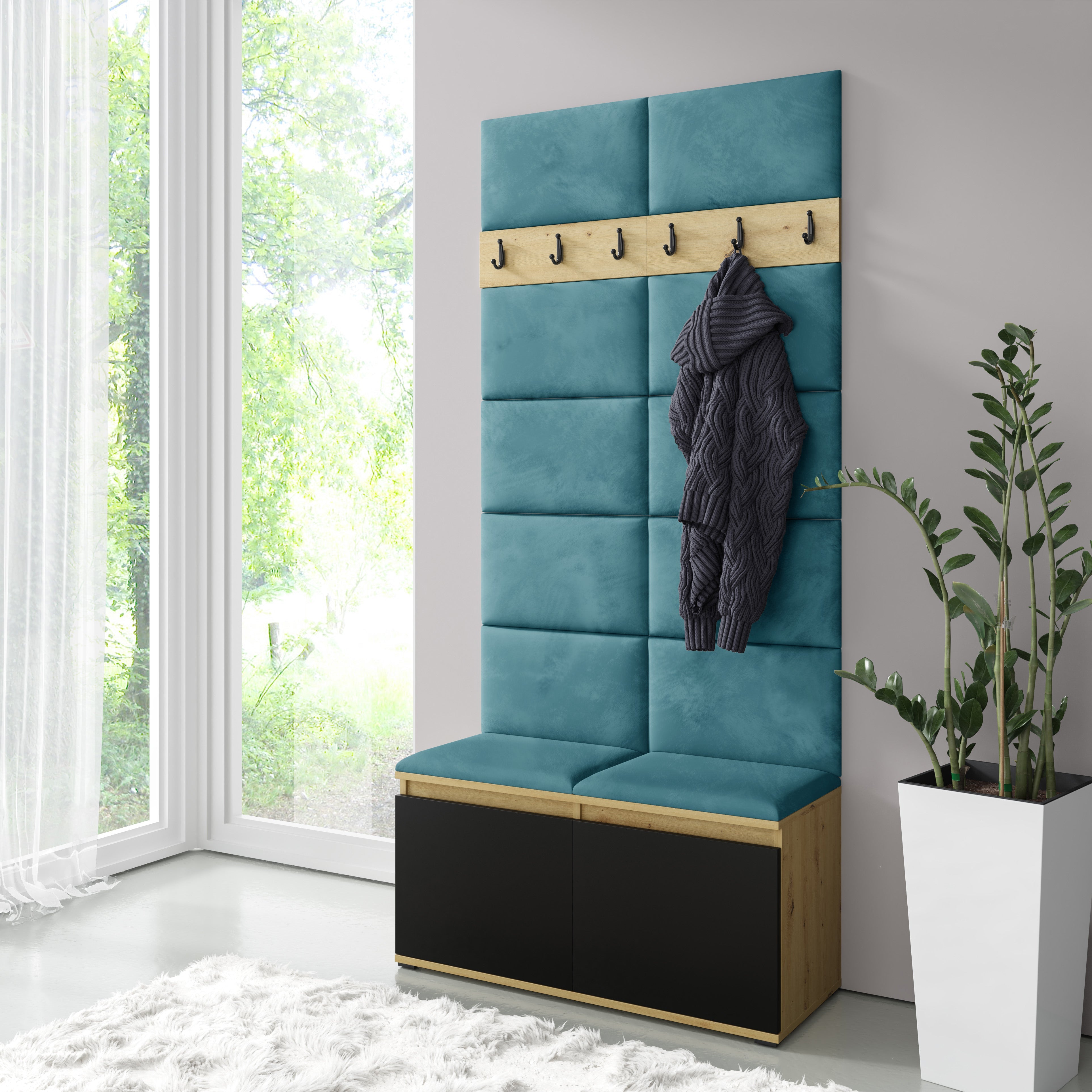 PK Emi 1 Hallway Wardrobe  Artisan Oak / Black - Azur