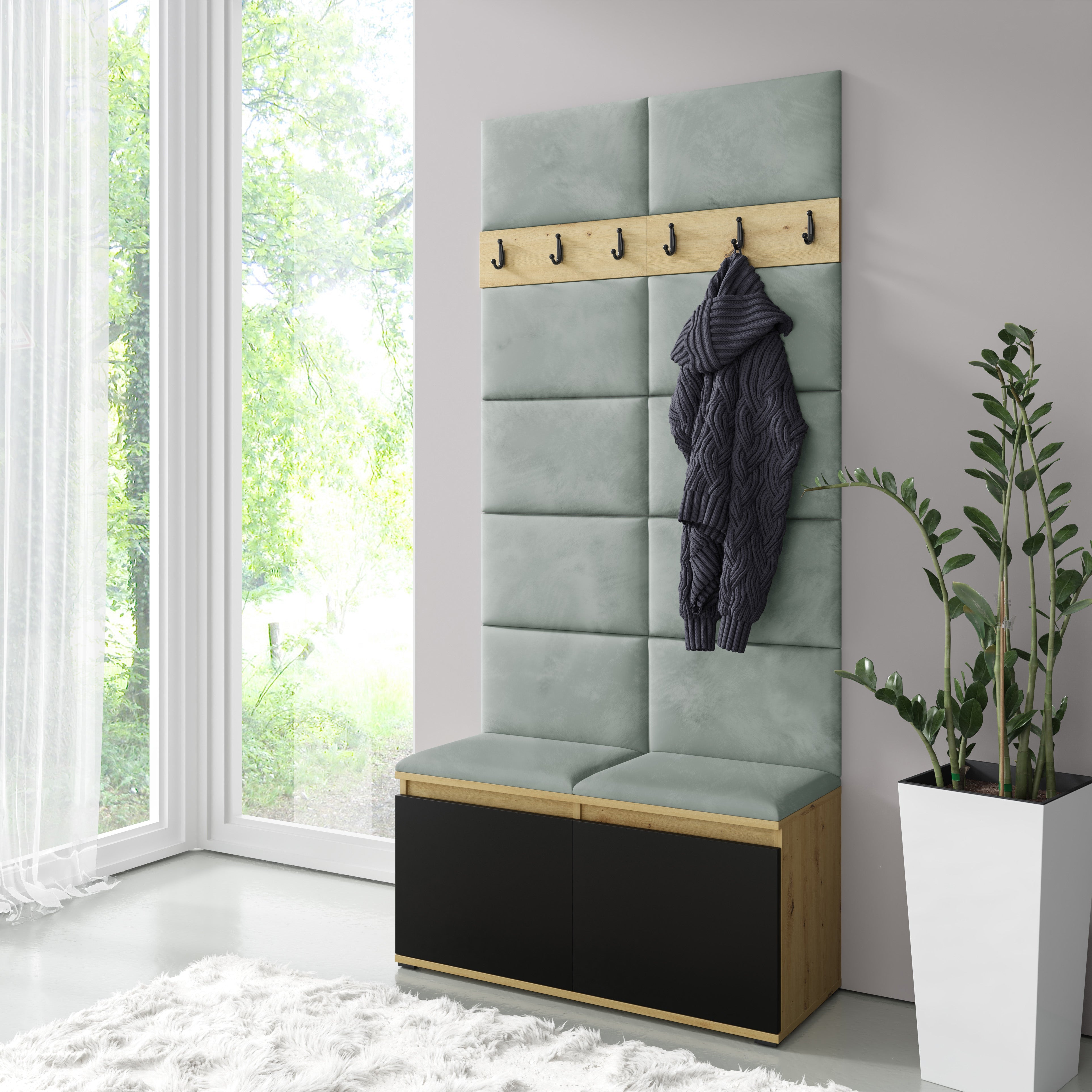 PK Emi 1 Hallway Wardrobe  Artisan Oak / Black - Aqua