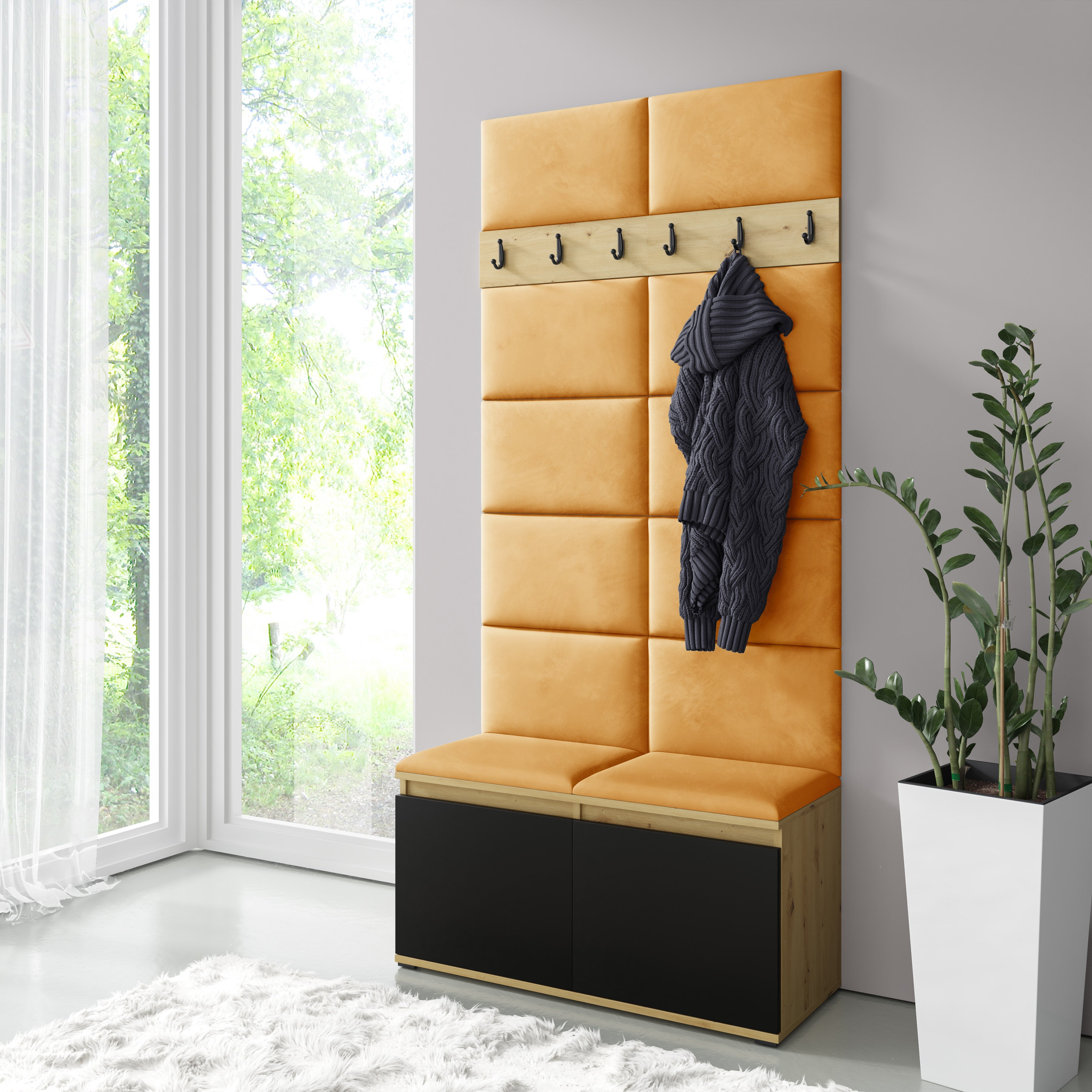 PK Emi 1 Hallway Wardrobe  Artisan Oak / Black - Amber