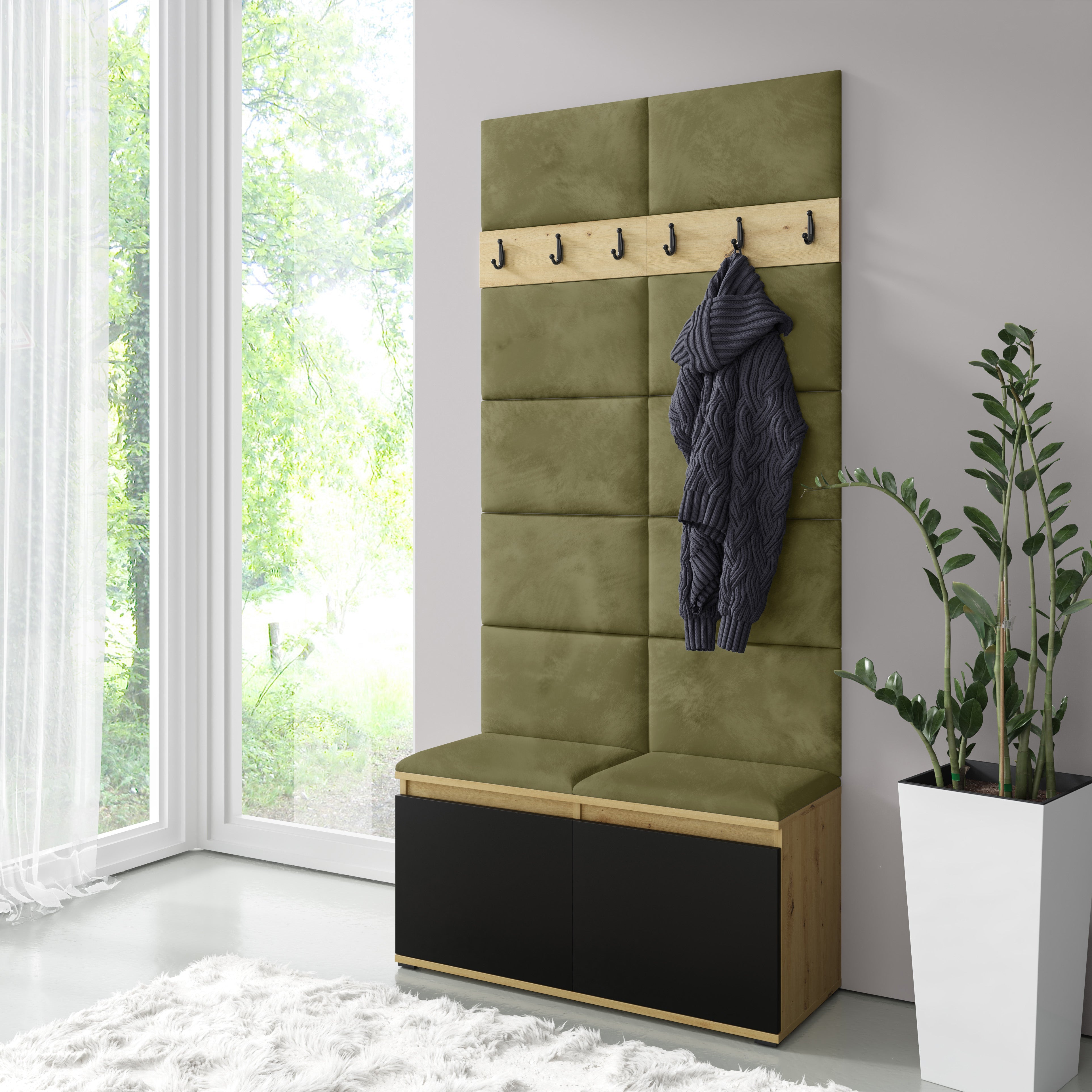 PK Emi 1 Hallway Wardrobe  Artisan Oak / Black - Olive