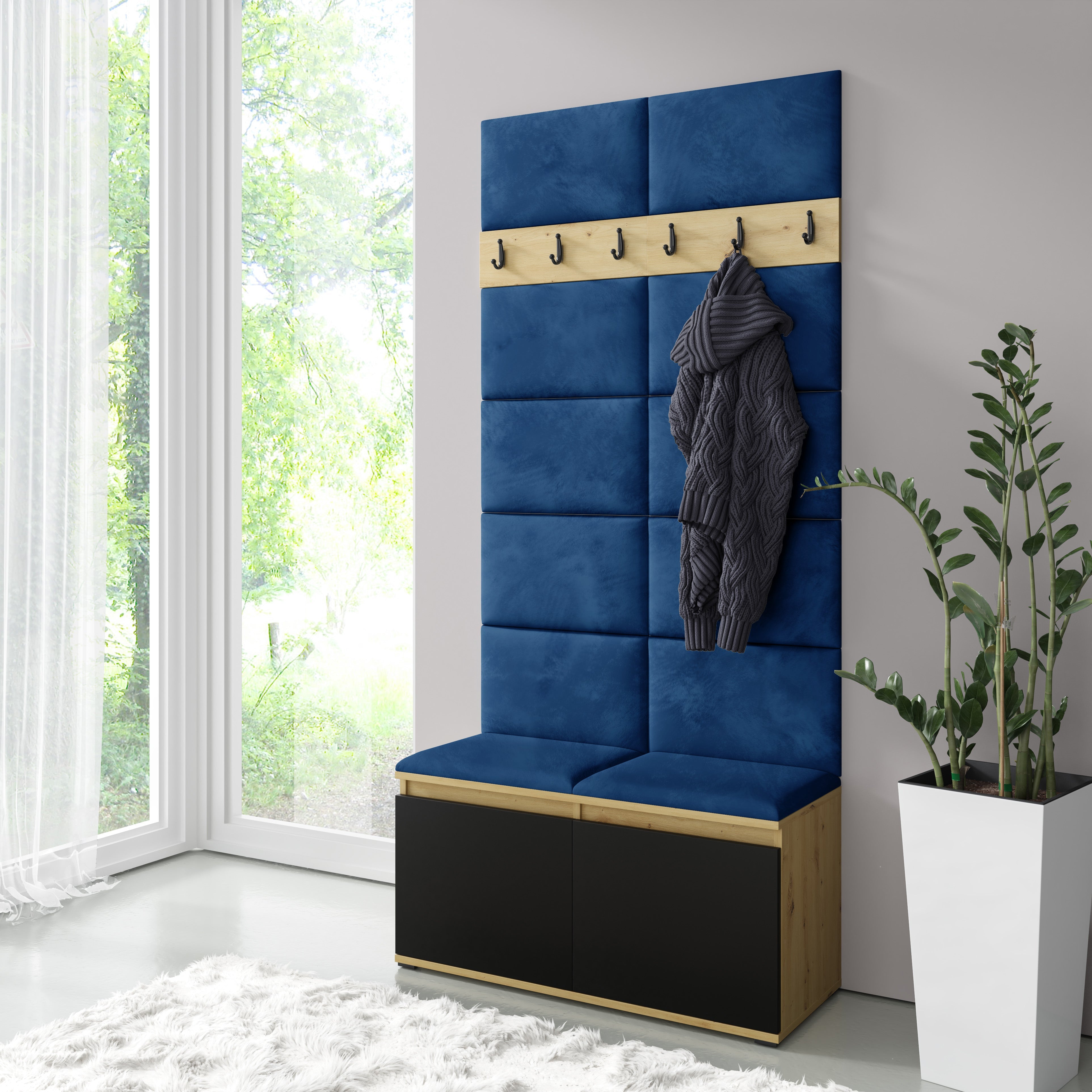 PK Emi 1 Hallway Wardrobe  Artisan Oak / Black - Marine