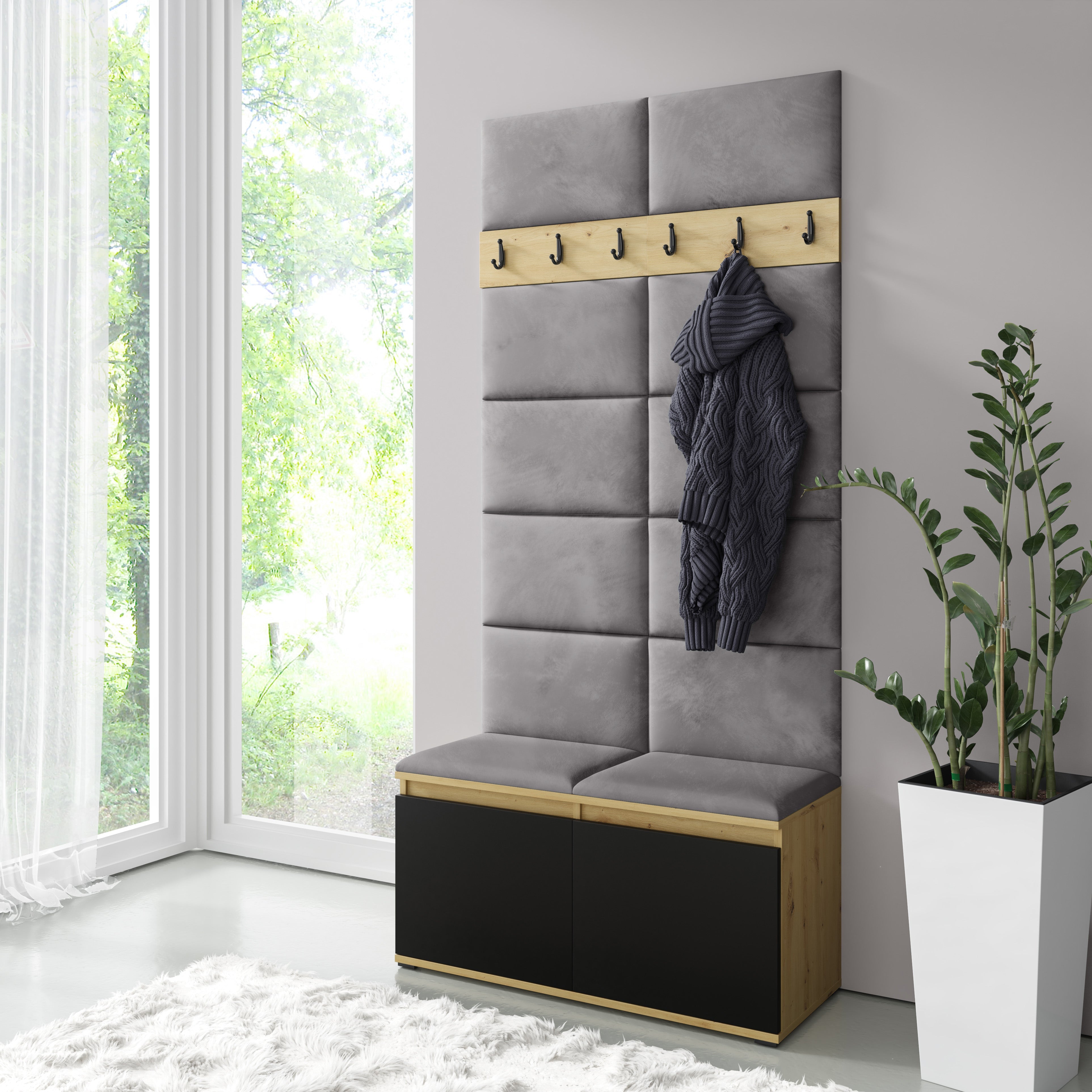 PK Emi 1 Hallway Wardrobe  Artisan Oak / Black - Ash