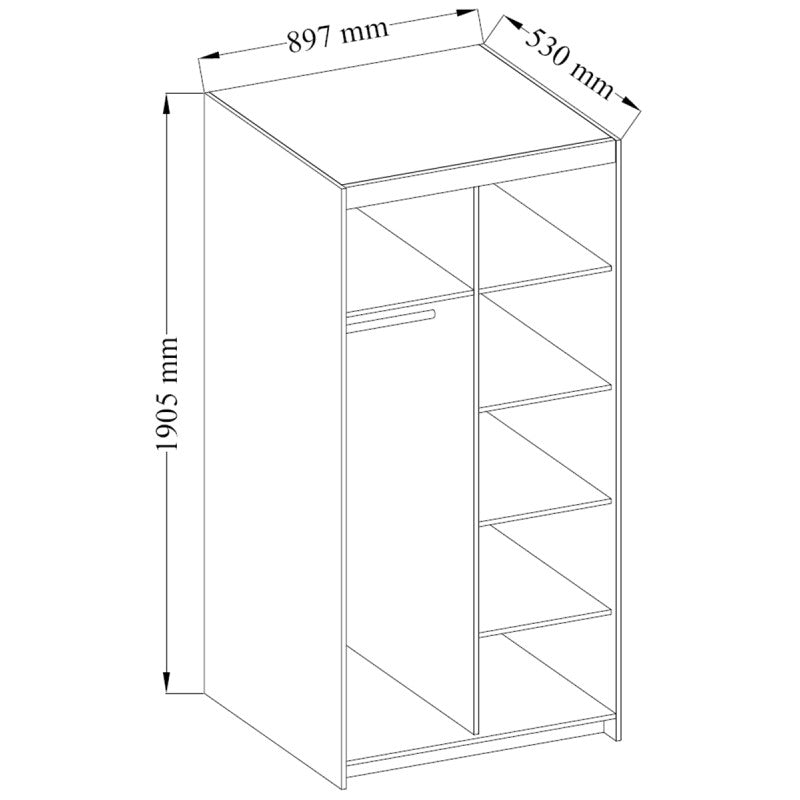 LE Elena 2D Spiegelgarderobe in Weiß
