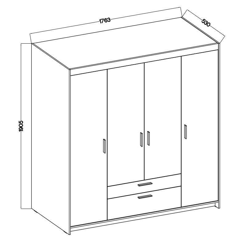 LE Elena 4D DL04 Spiegelgarderobe in Sonoma-Eiche