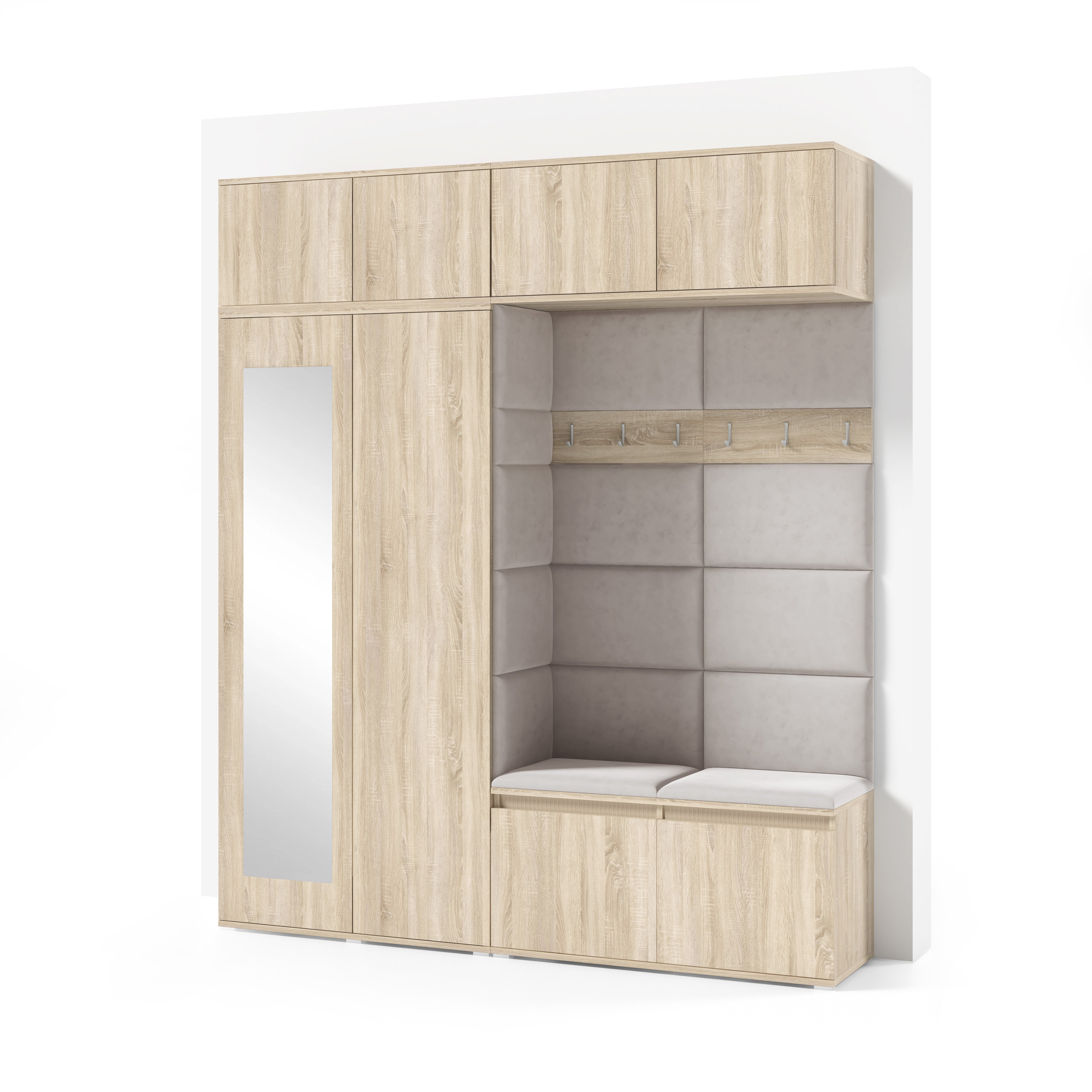 PK Emi 16 Flurgarderobe Sonoma Eiche - Polsterpaneele in verschiedenen Farben