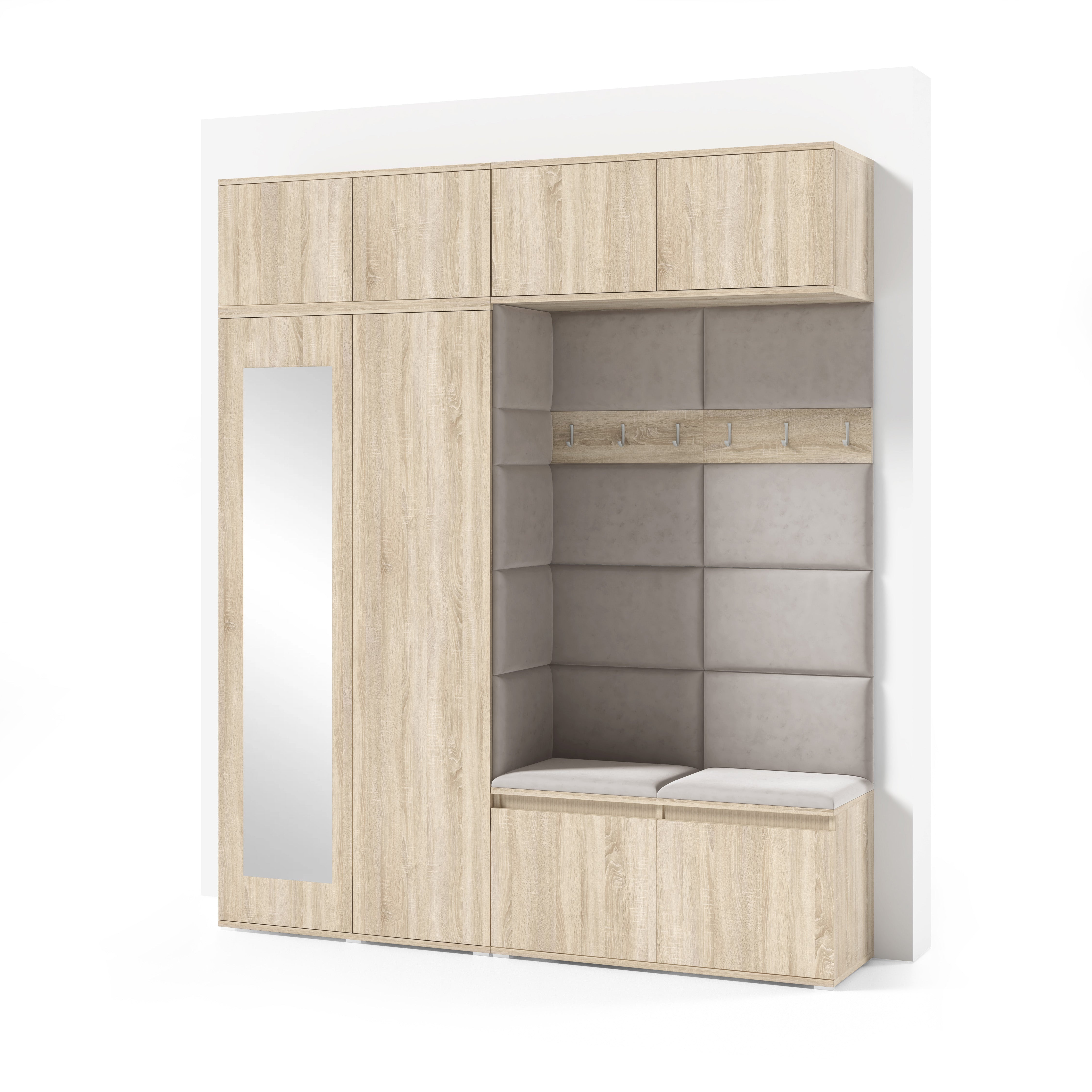 PK Emi 16 Flurgarderobe Sonoma Eiche - Polsterpaneele in verschiedenen Farben