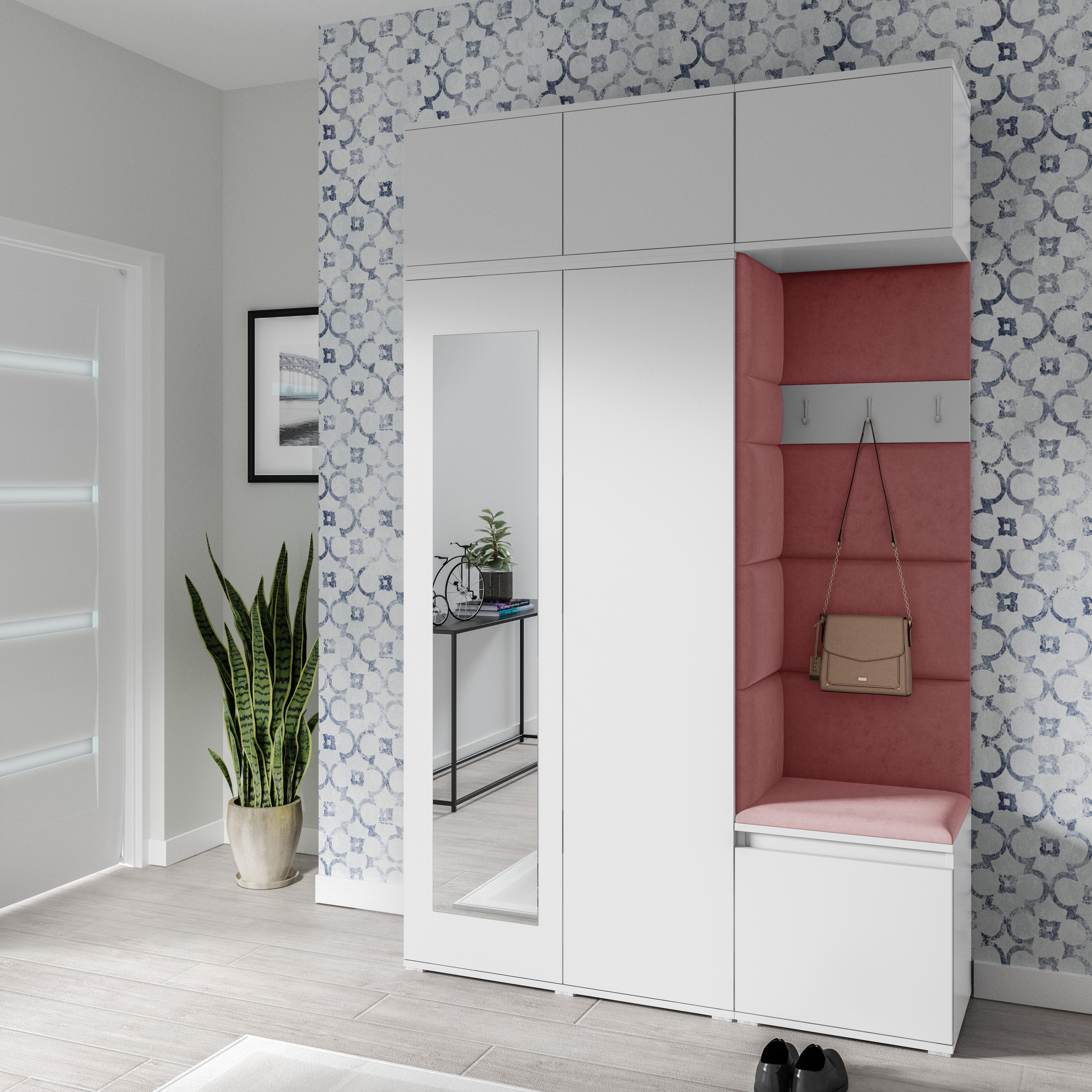 PK Emi 18 Flurgarderobe weiß - Polsterpaneele in verschiedenen Farben
