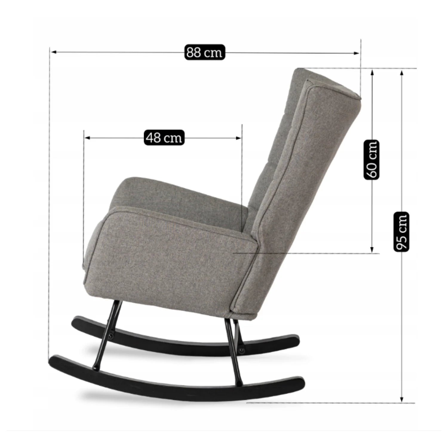 Elite JACKSON Grey Fabric Rocking Chair