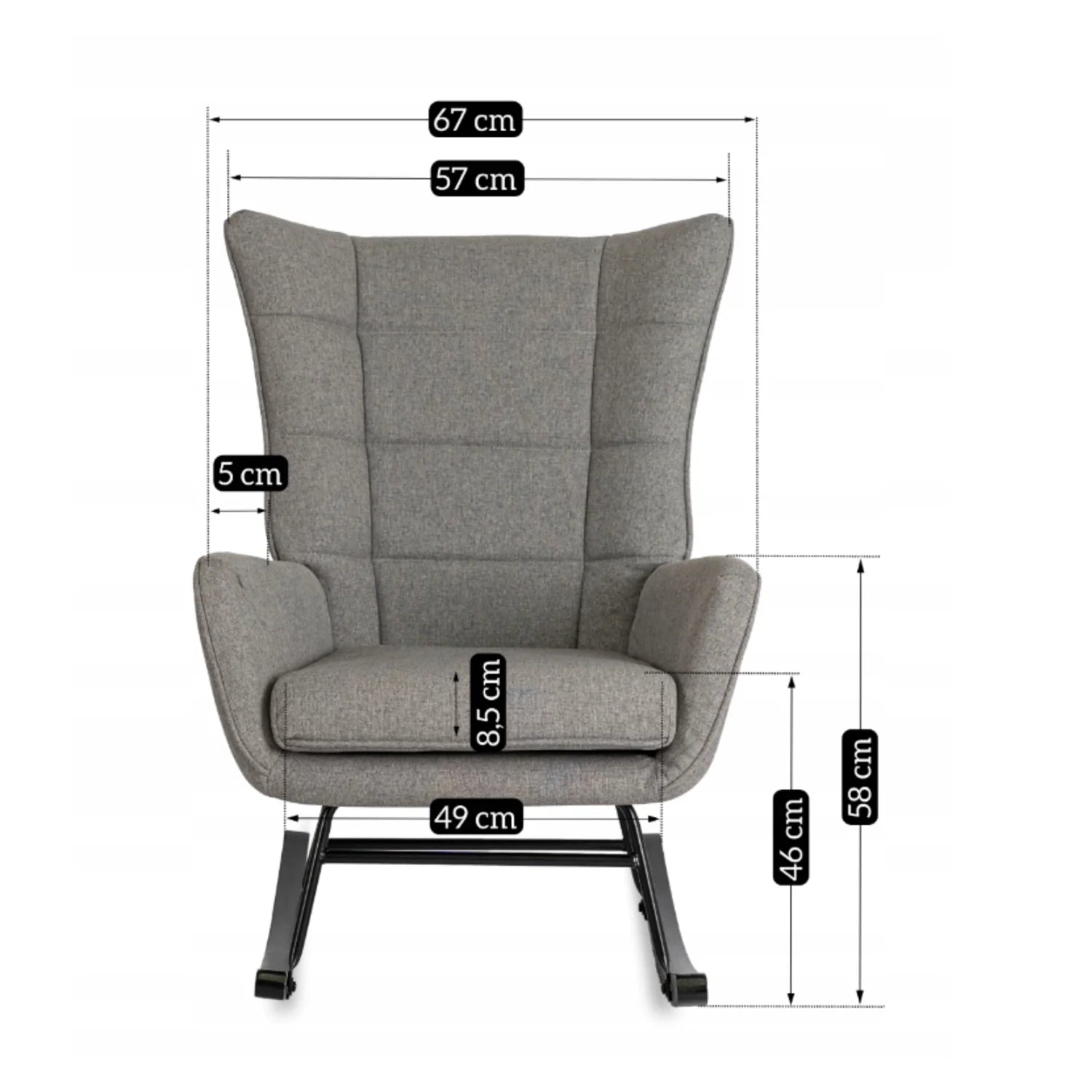 Elite JACKSON Grey Fabric Rocking Chair