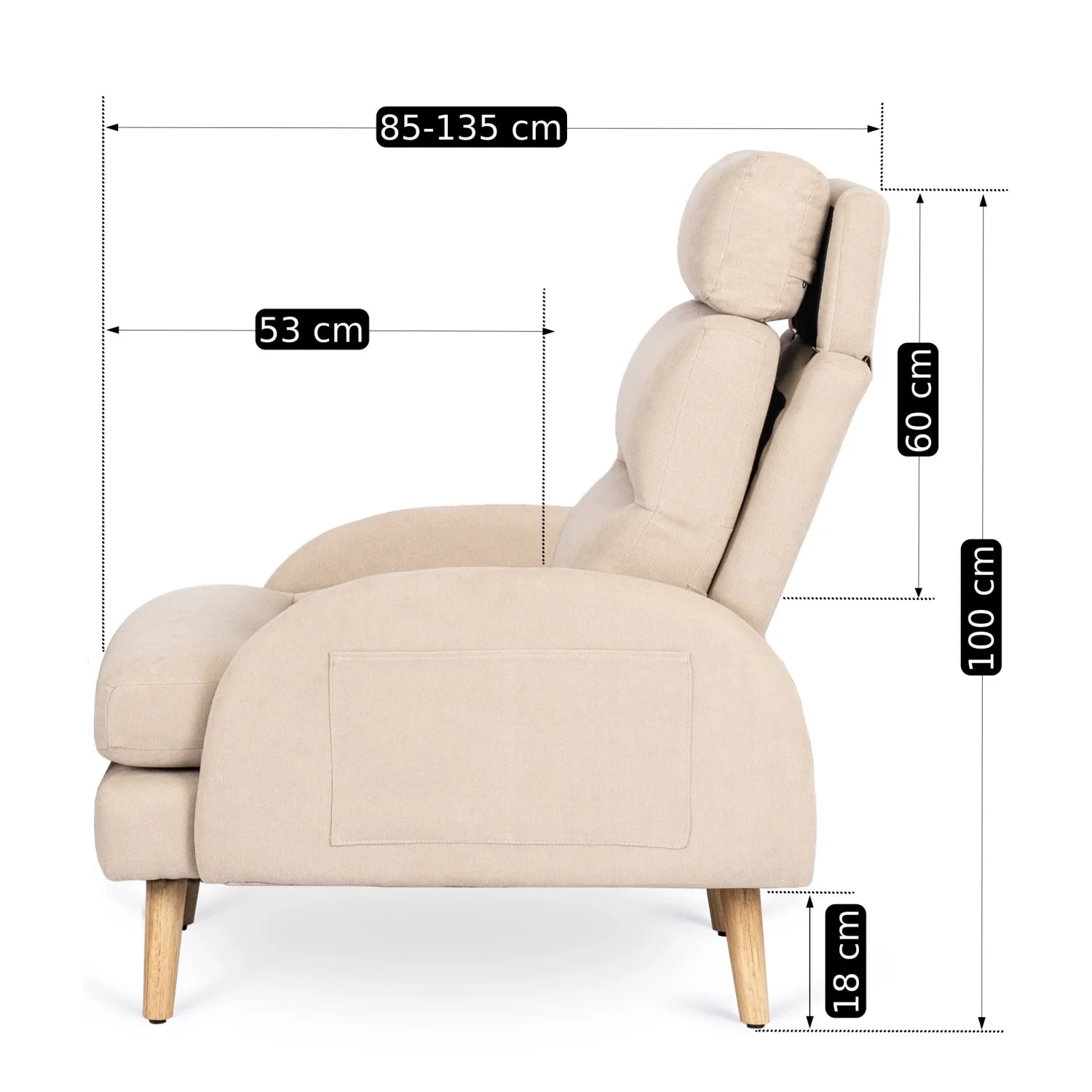 Elite HENRY Beige Relaxsessel mit Fußstütze