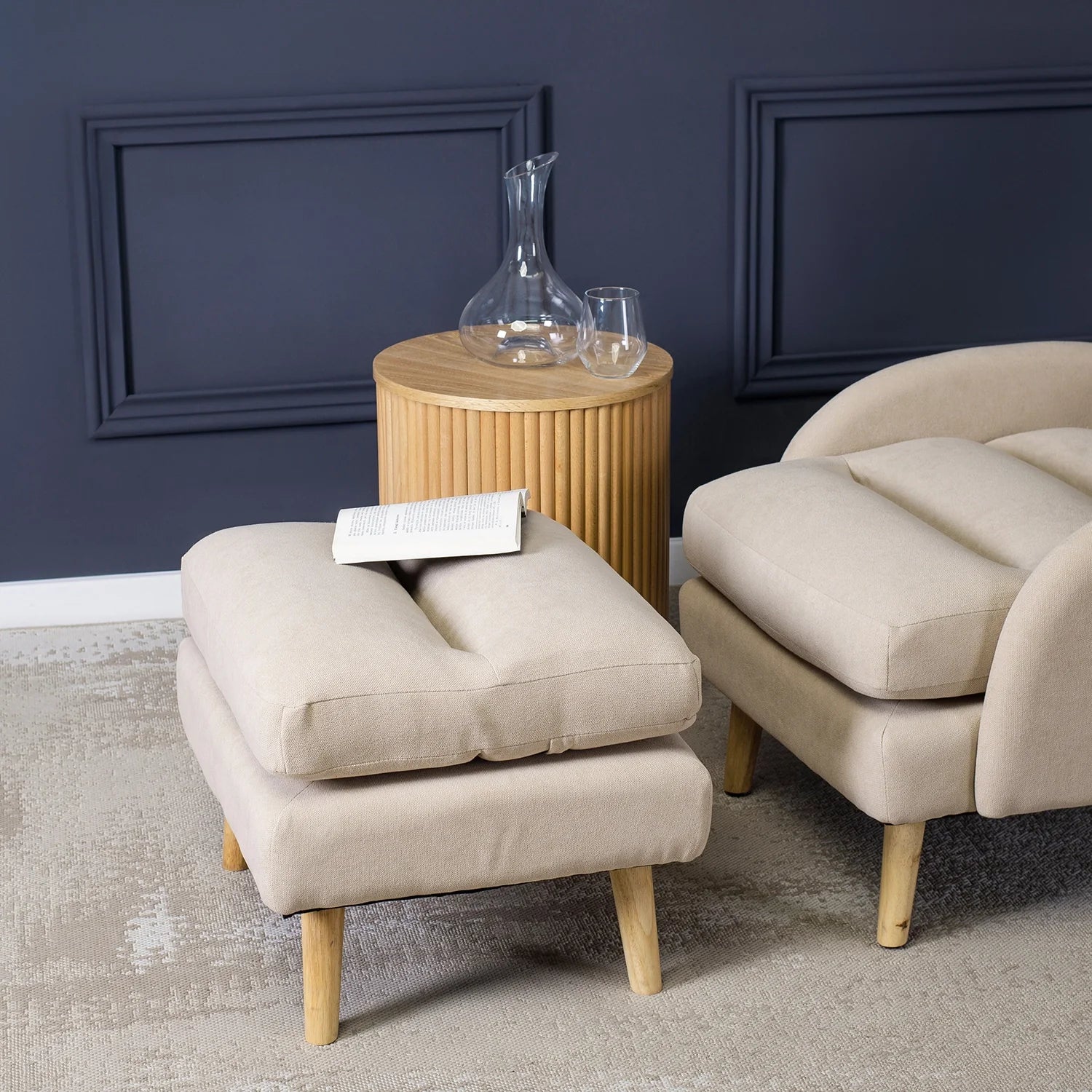 Elite HENRY Beige Relaxsessel mit Fußstütze