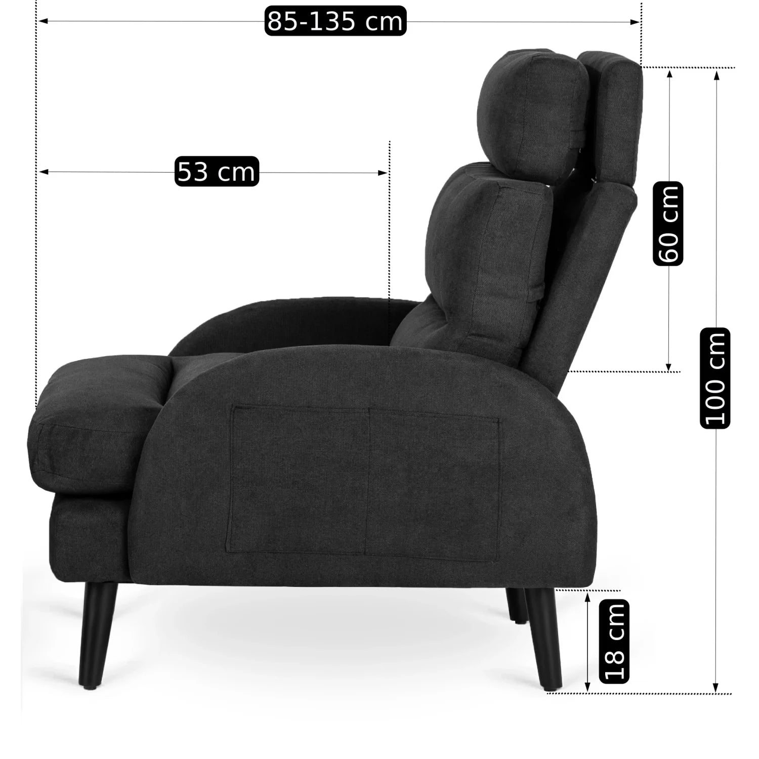 Elite HENRY Black Recliner Armchair with Footrest