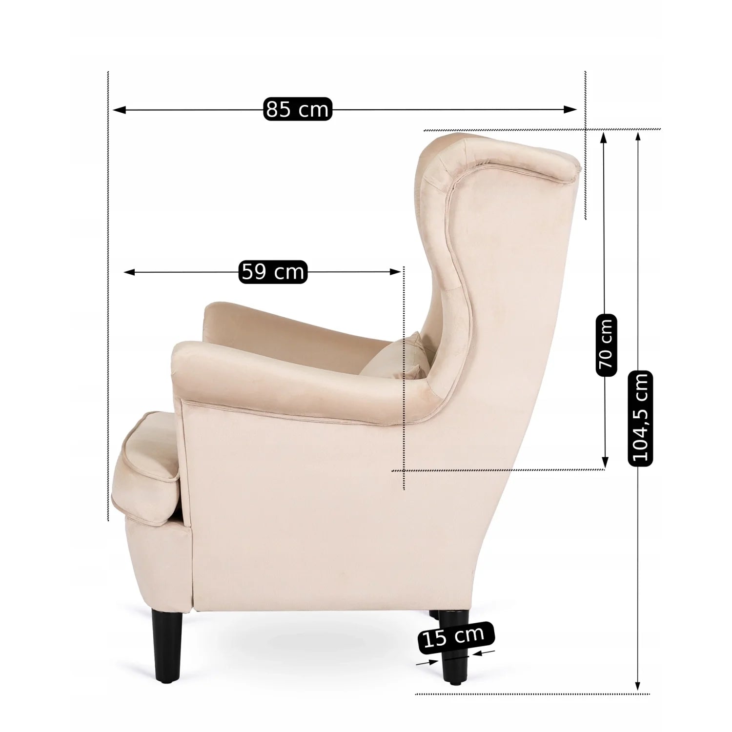 Elite KLARIS 2 Beige Velvet Armchair