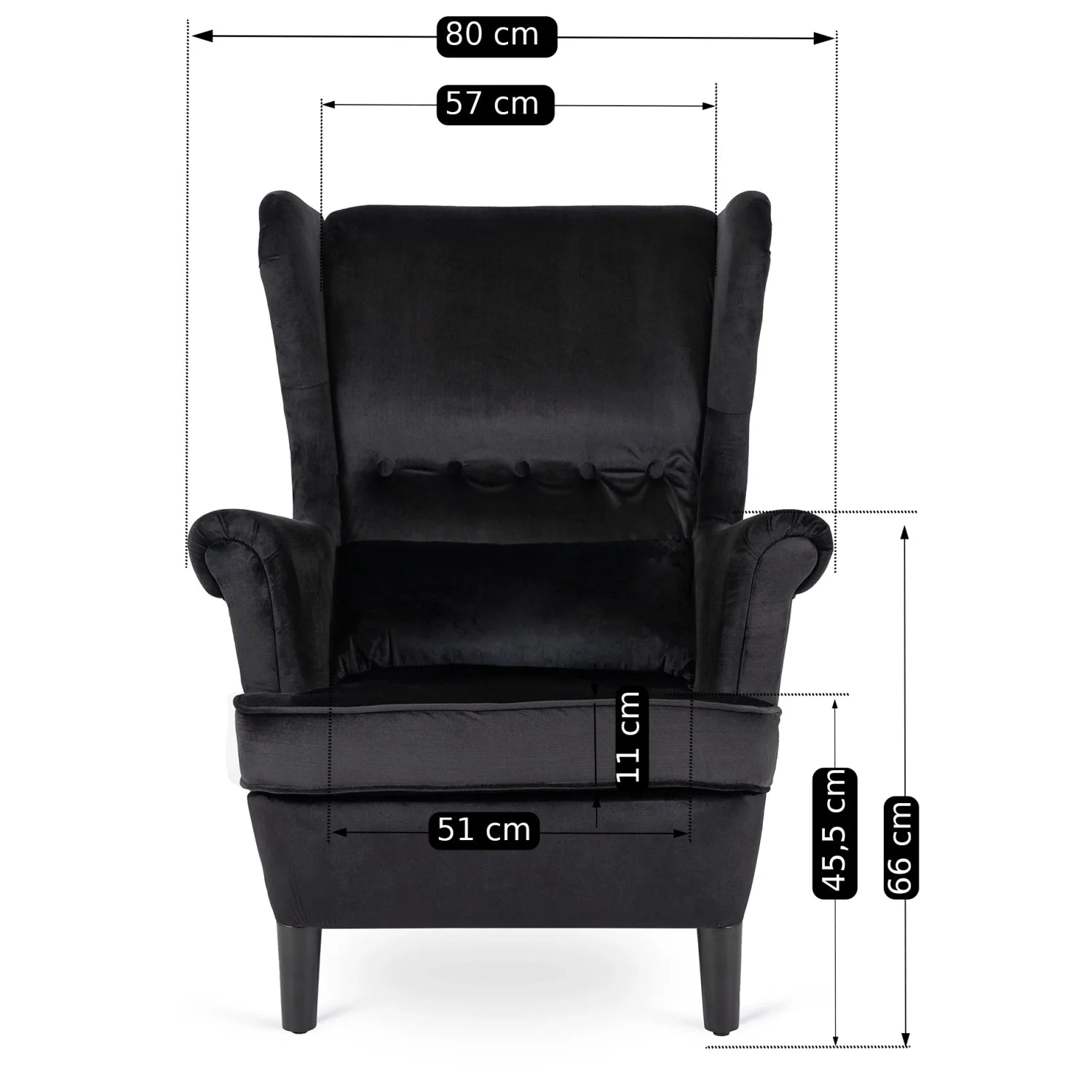Elite KLARIS 2 Black Velvet Armchair
