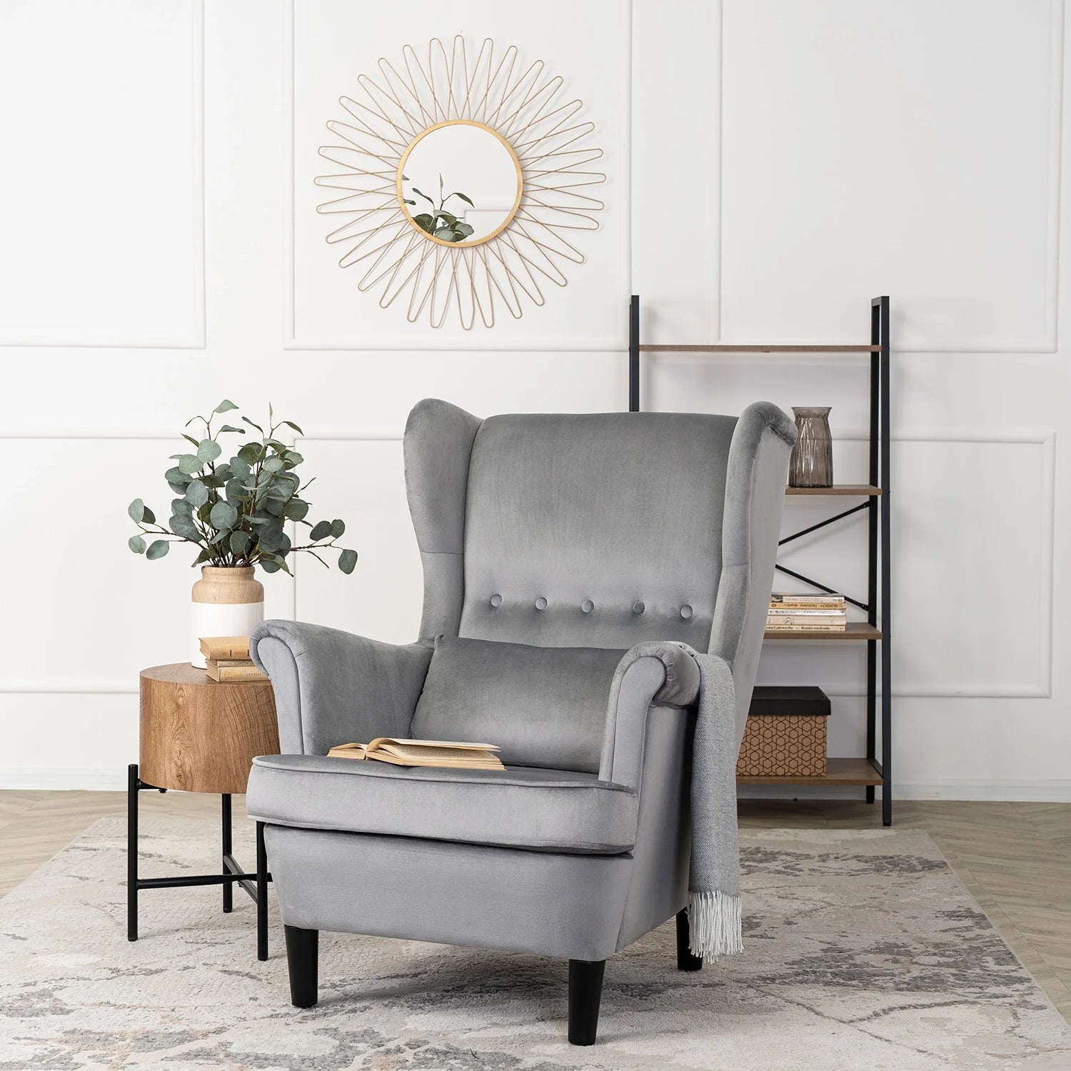 Elite KLARIS 2 Grey Velvet Armchair