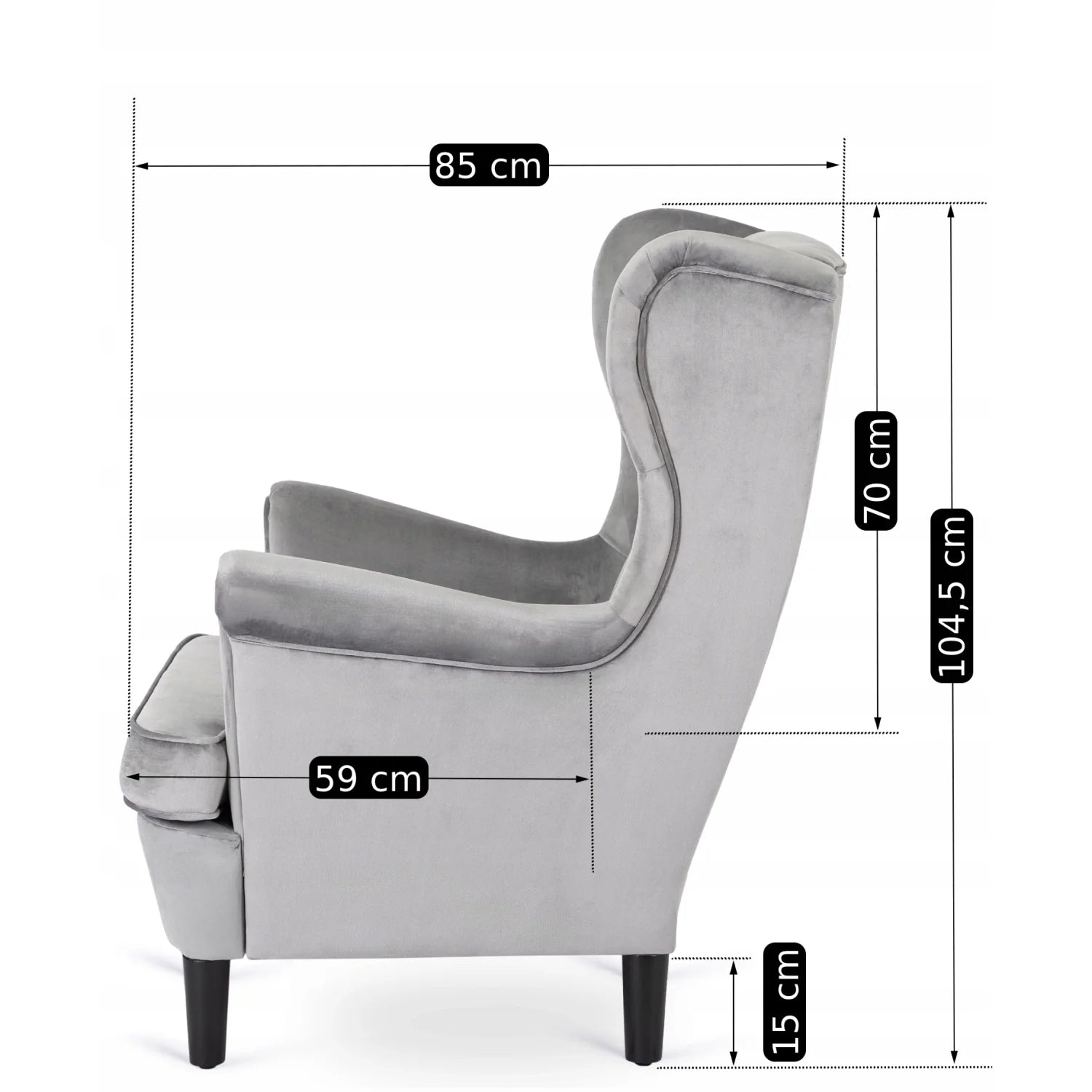 Elite KLARIS 2 Grey Velvet Armchair
