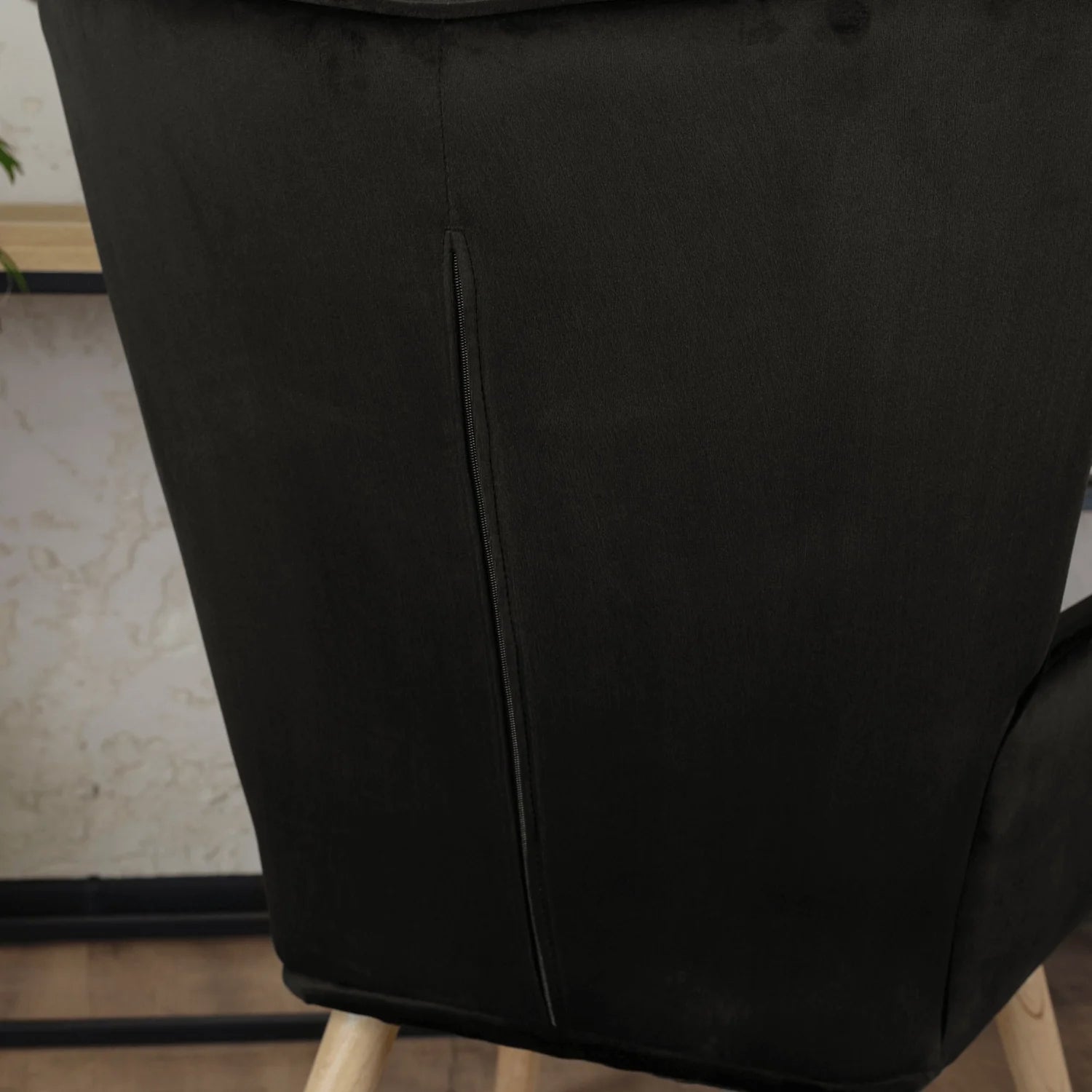 Elite LOZANO Black Velvet Armchair with Footstool
