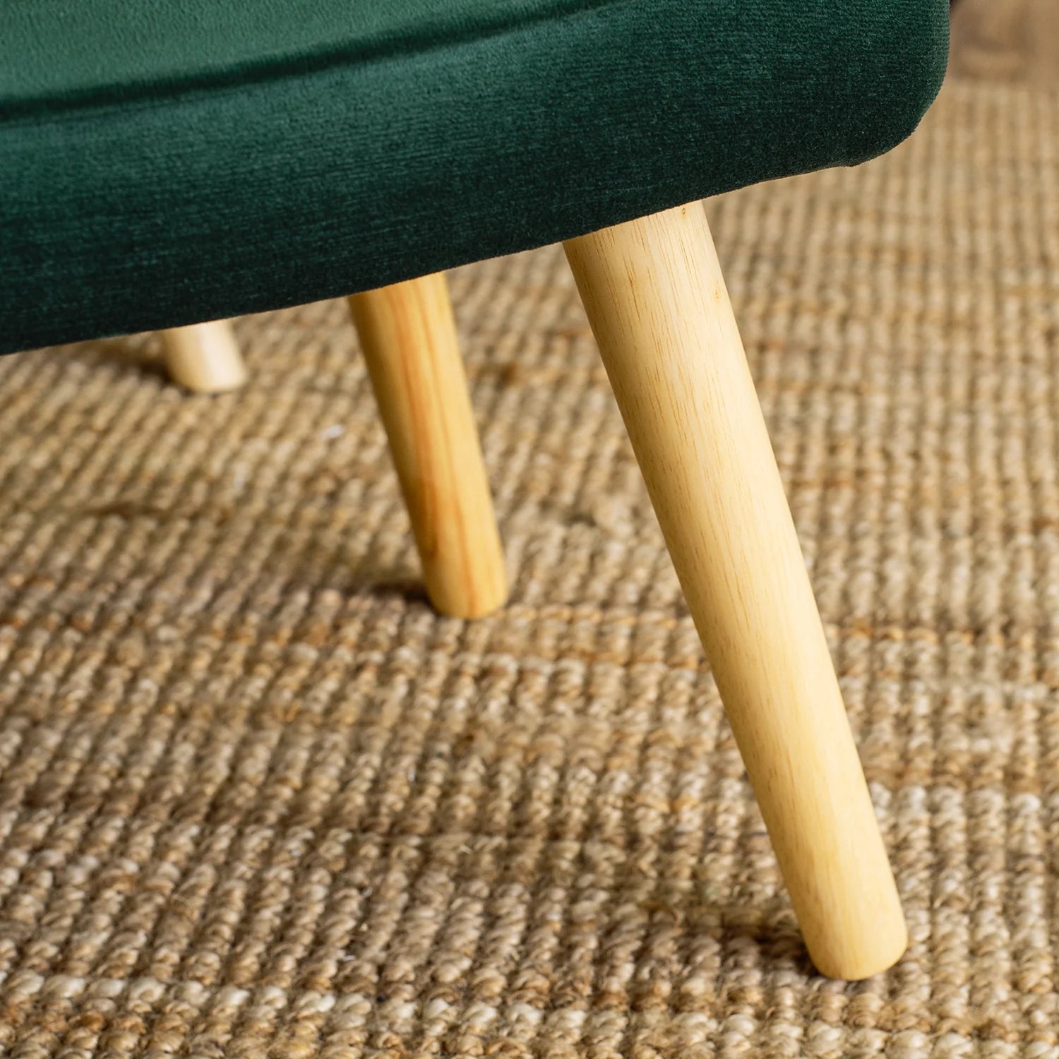Elite LOZANO Green Velvet Armchair with Footstool