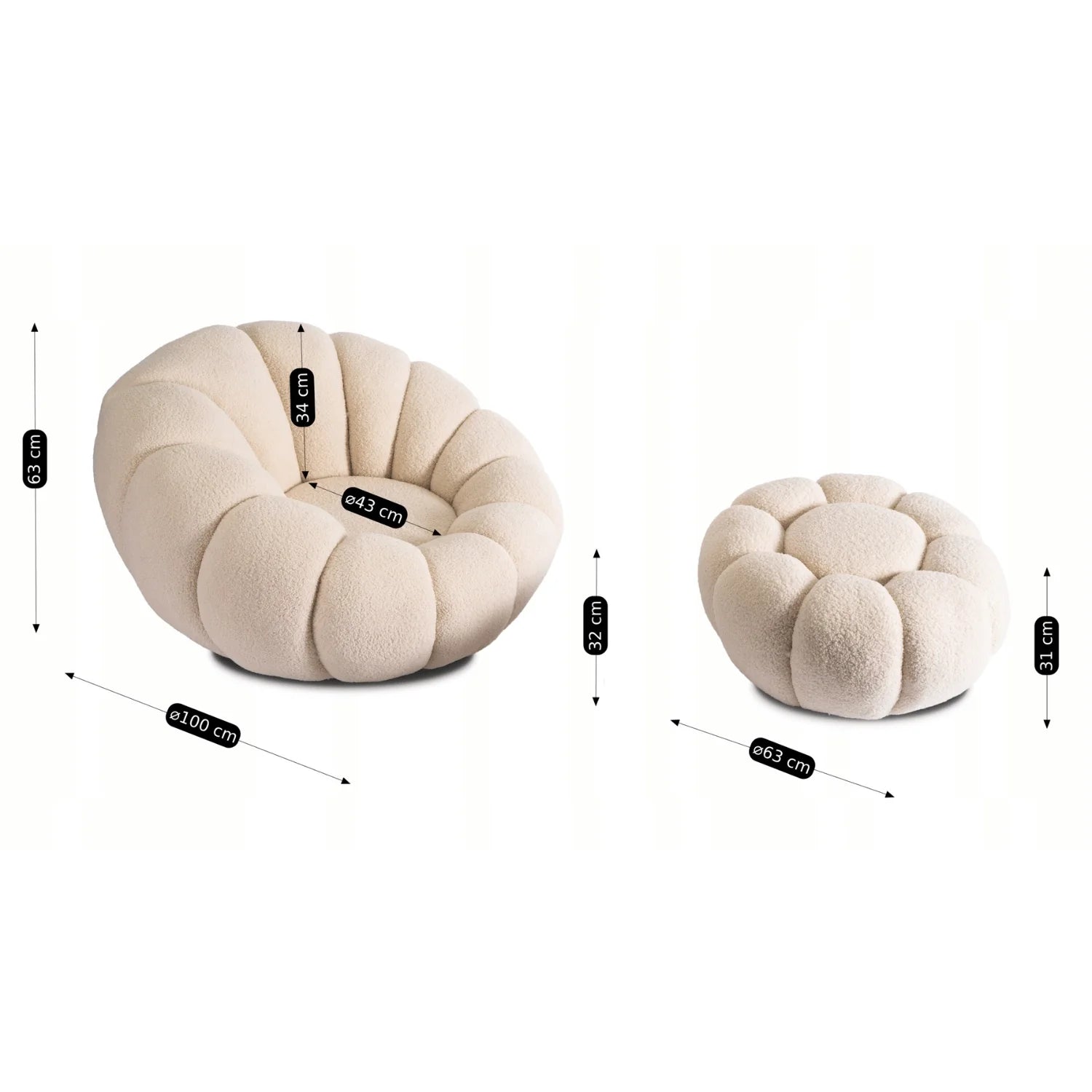 Elite PETTIT Beige Sessel-Set