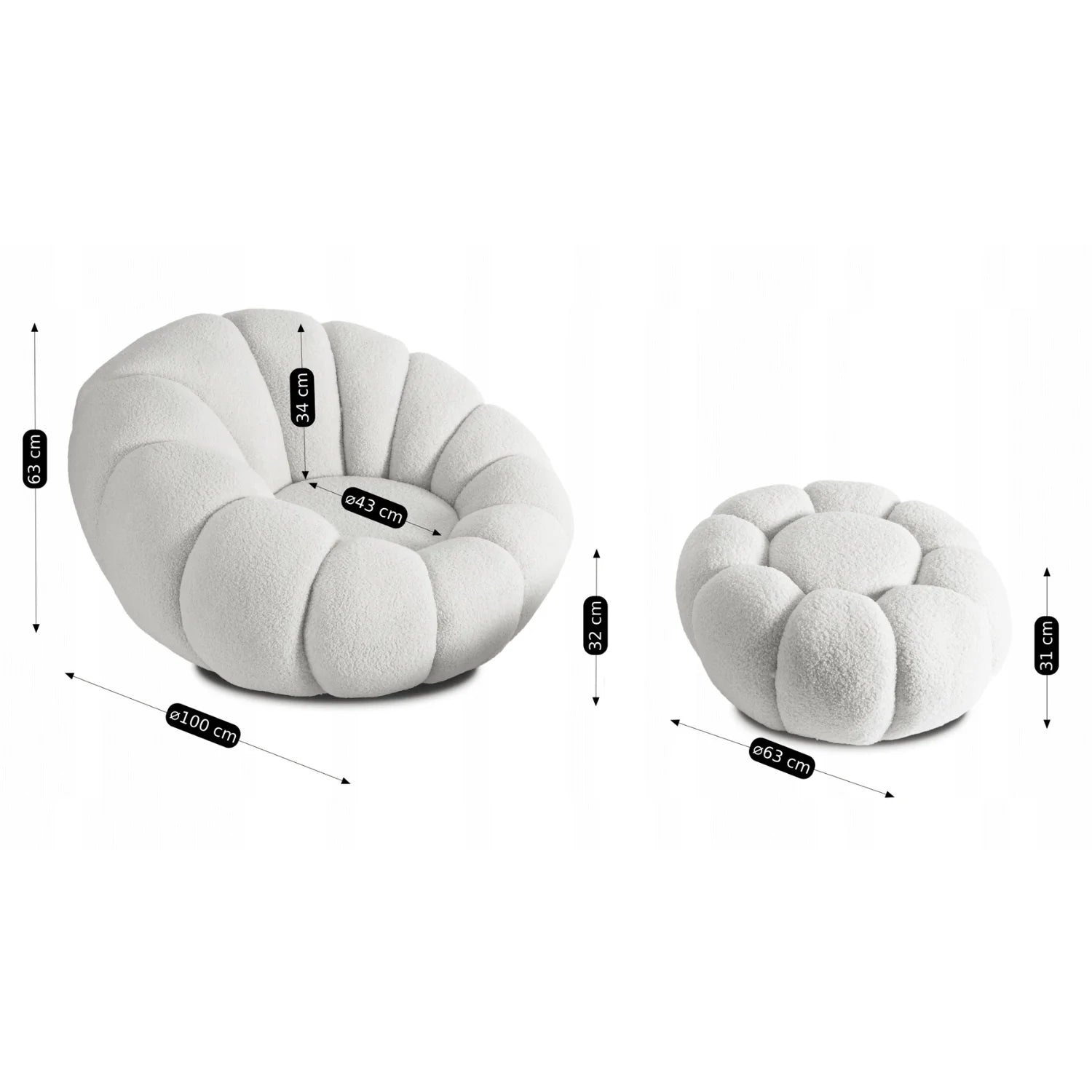 Elite PETTIT Cream Armchair Set