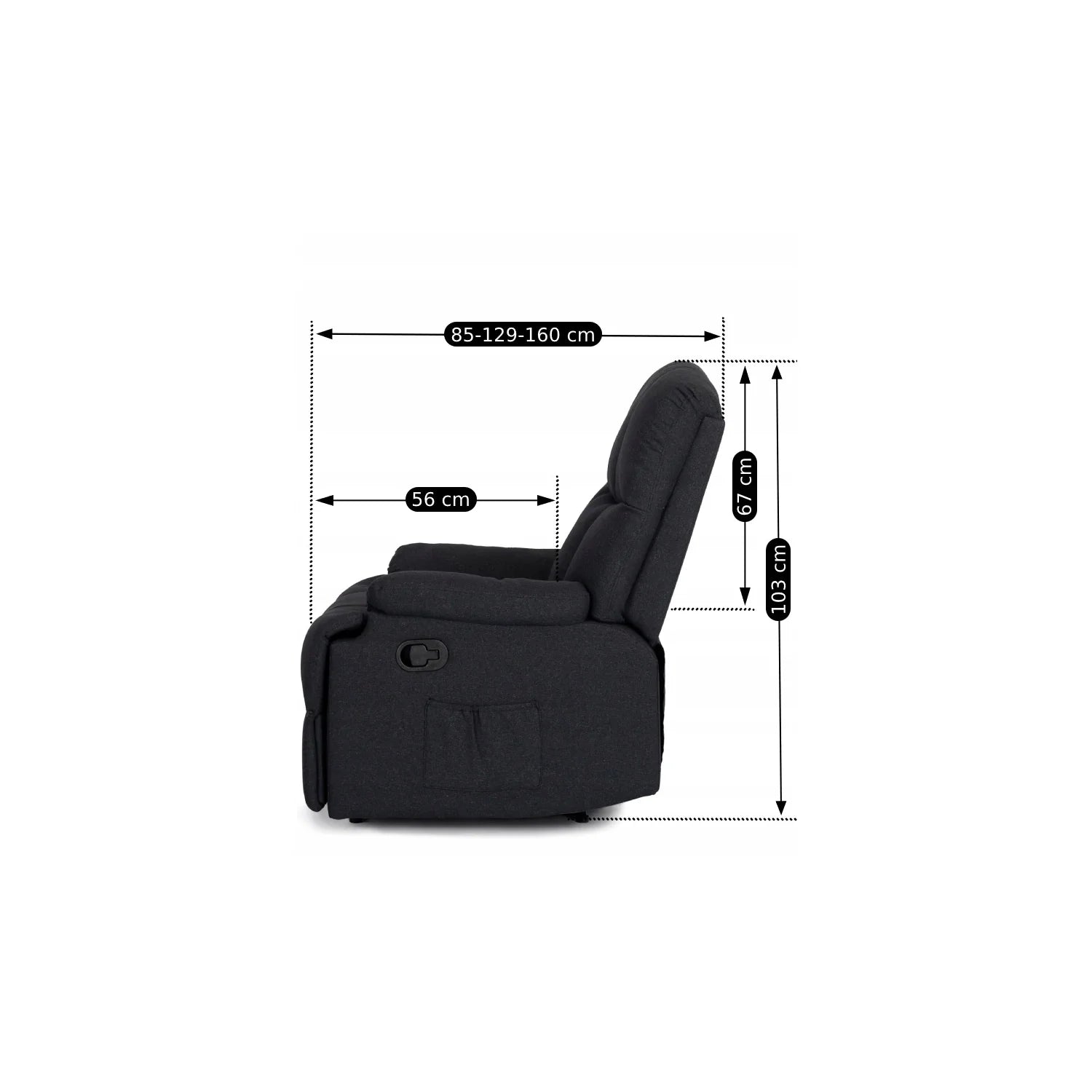 Elite RIKO Black Recliner Armchair