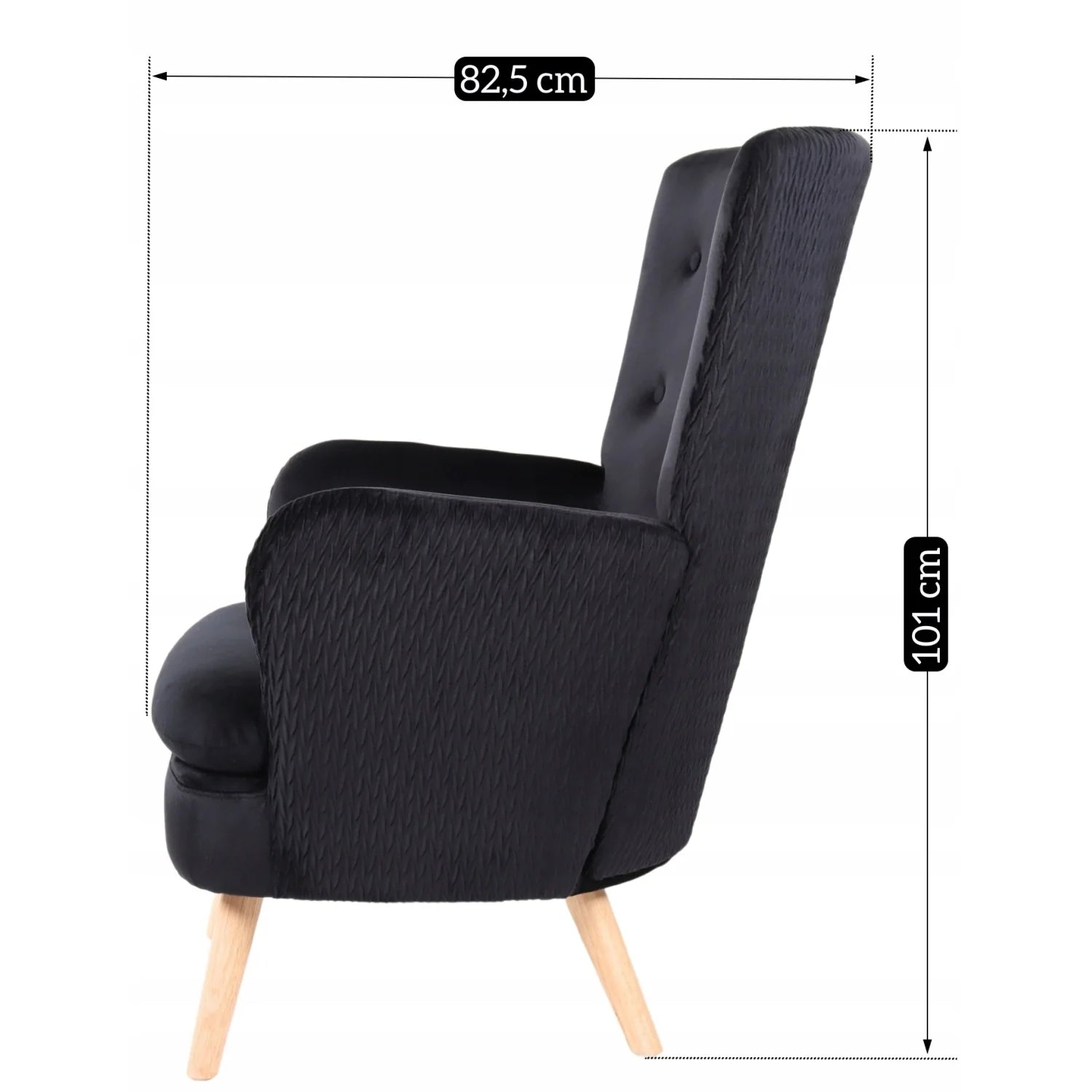 Elite SANTOS Sessel aus schwarzem Samt