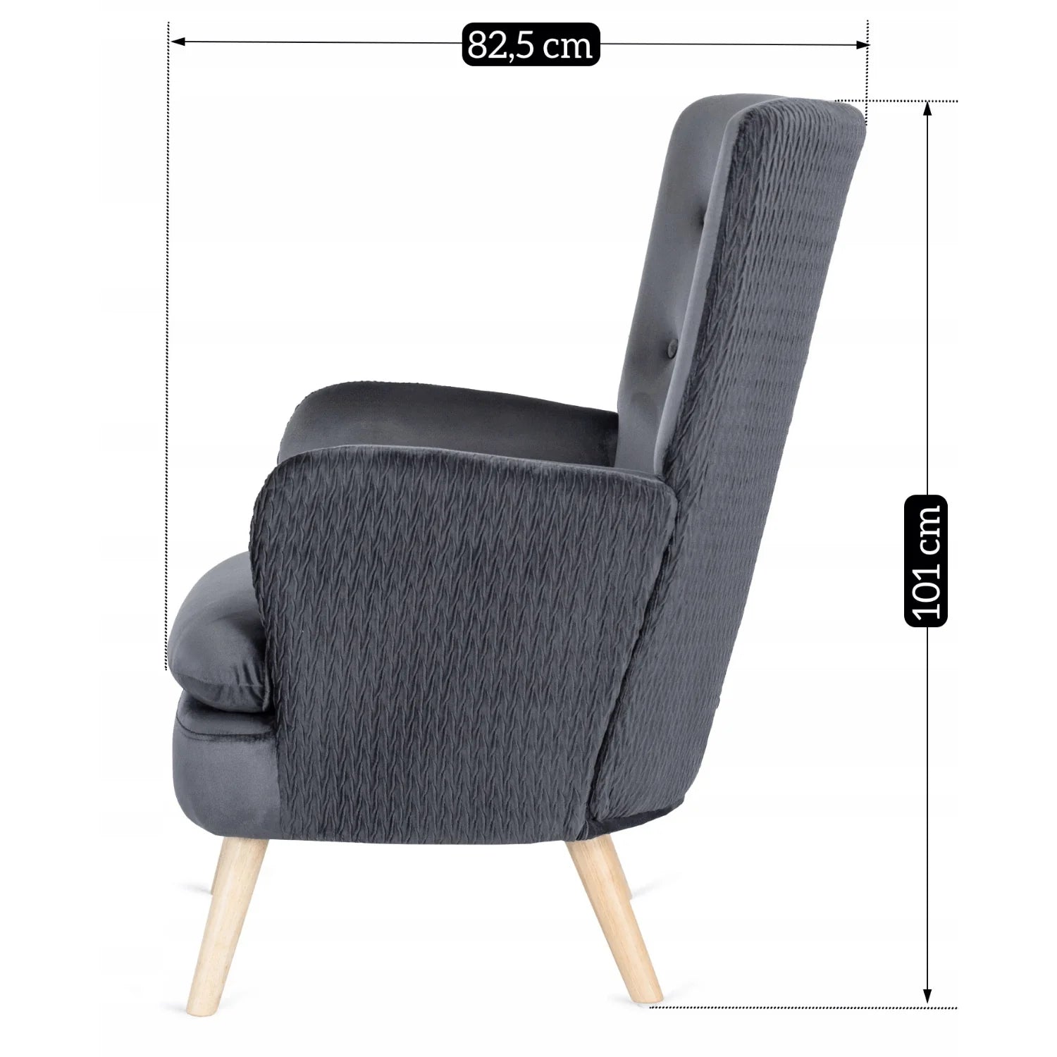 Elite SANTOS Sessel aus grauem Samt