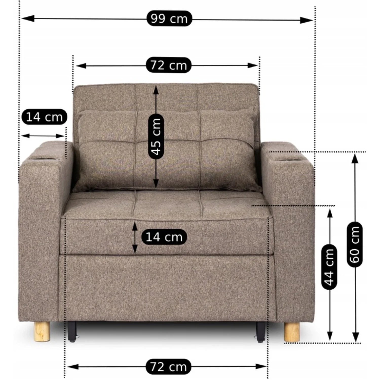 Elite SOLOR Beige Sesselbett