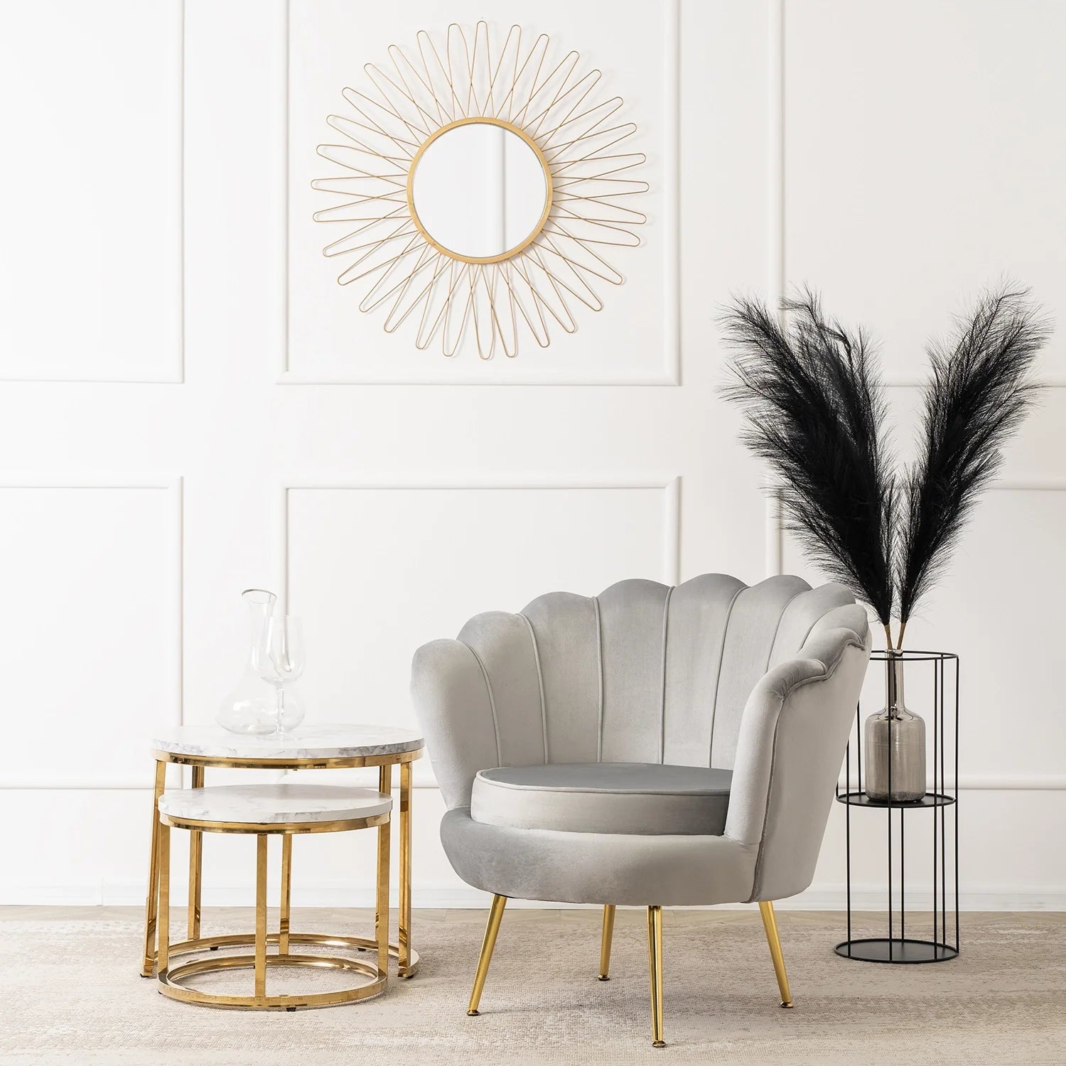Elite ANGEL Sessel aus grauem Samt