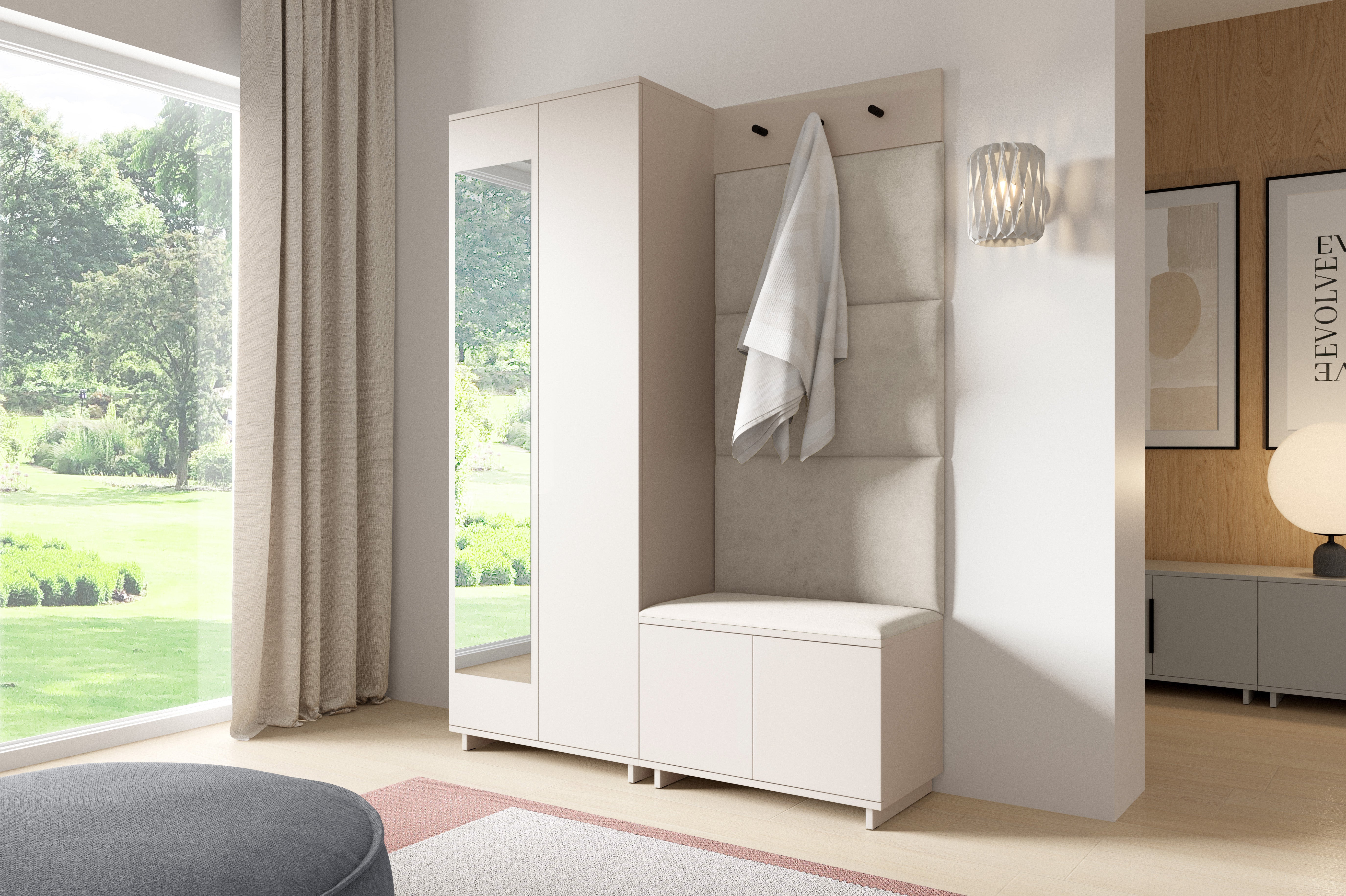 PK Bianco 3 Hallway Wardrobe Set - Cream