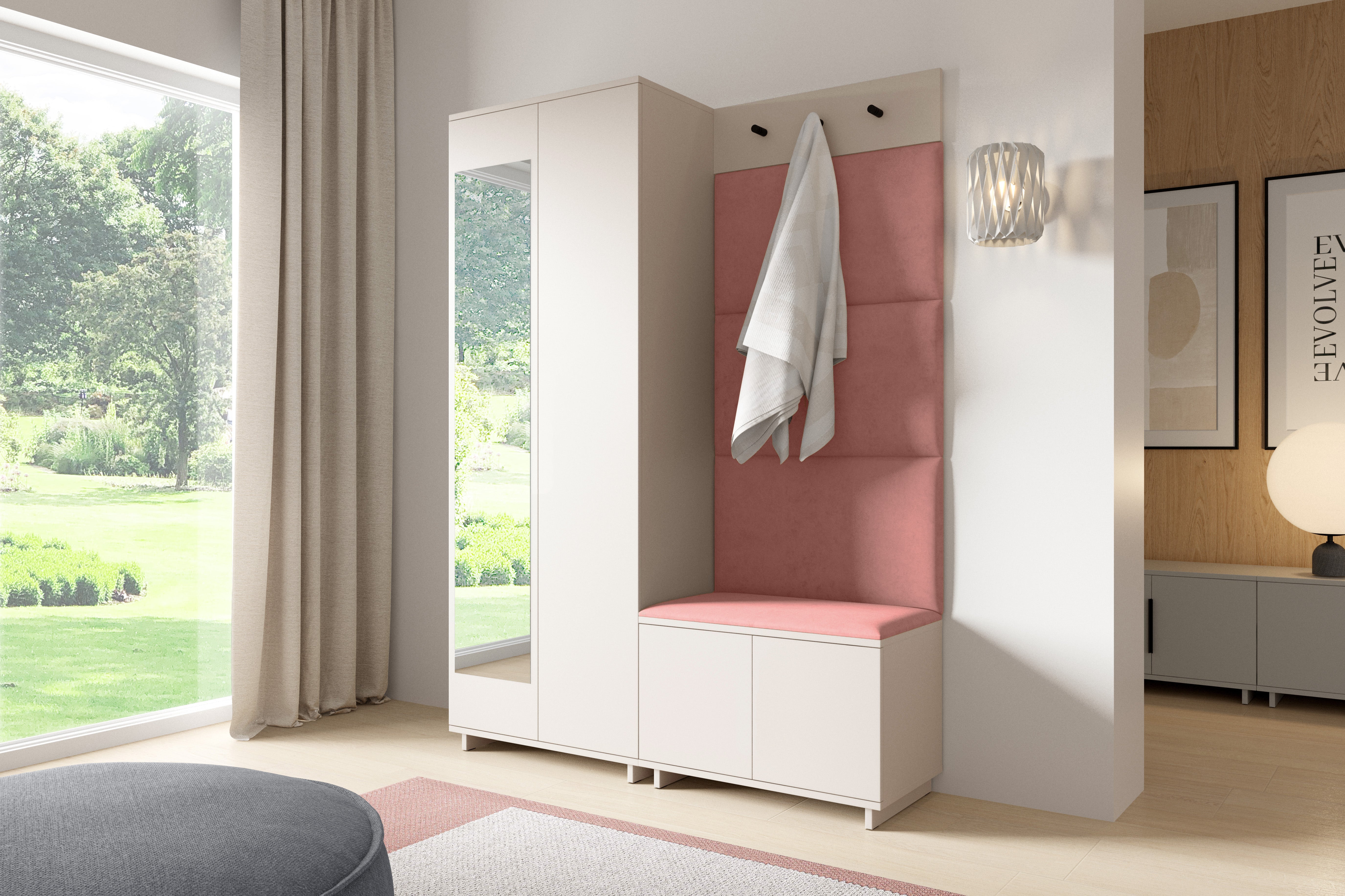 PK Bianco 3 Hallway Wardrobe Set - Misty Rose