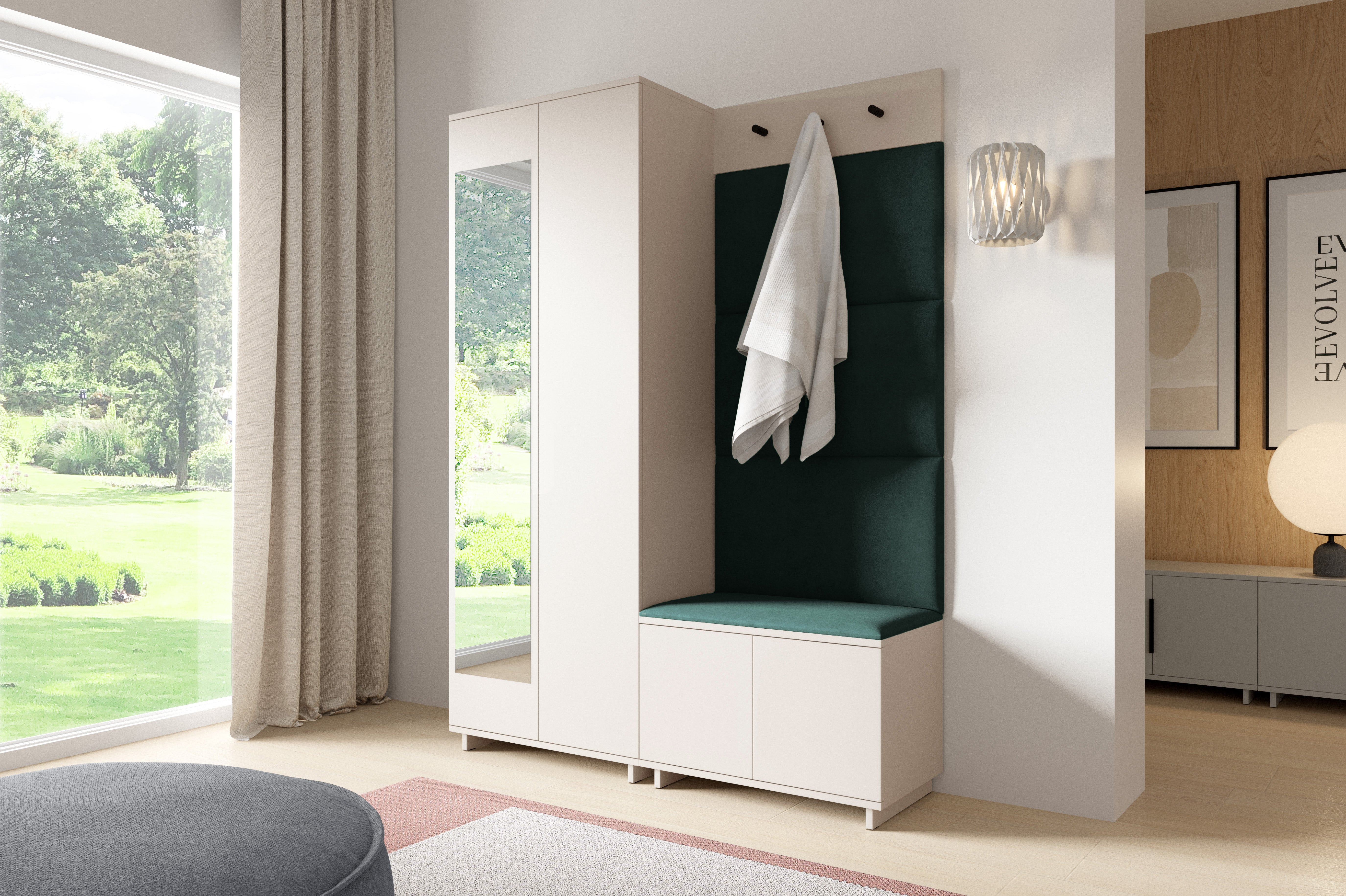 PK Bianco 3 Hallway Wardrobe Set - Bottle Green