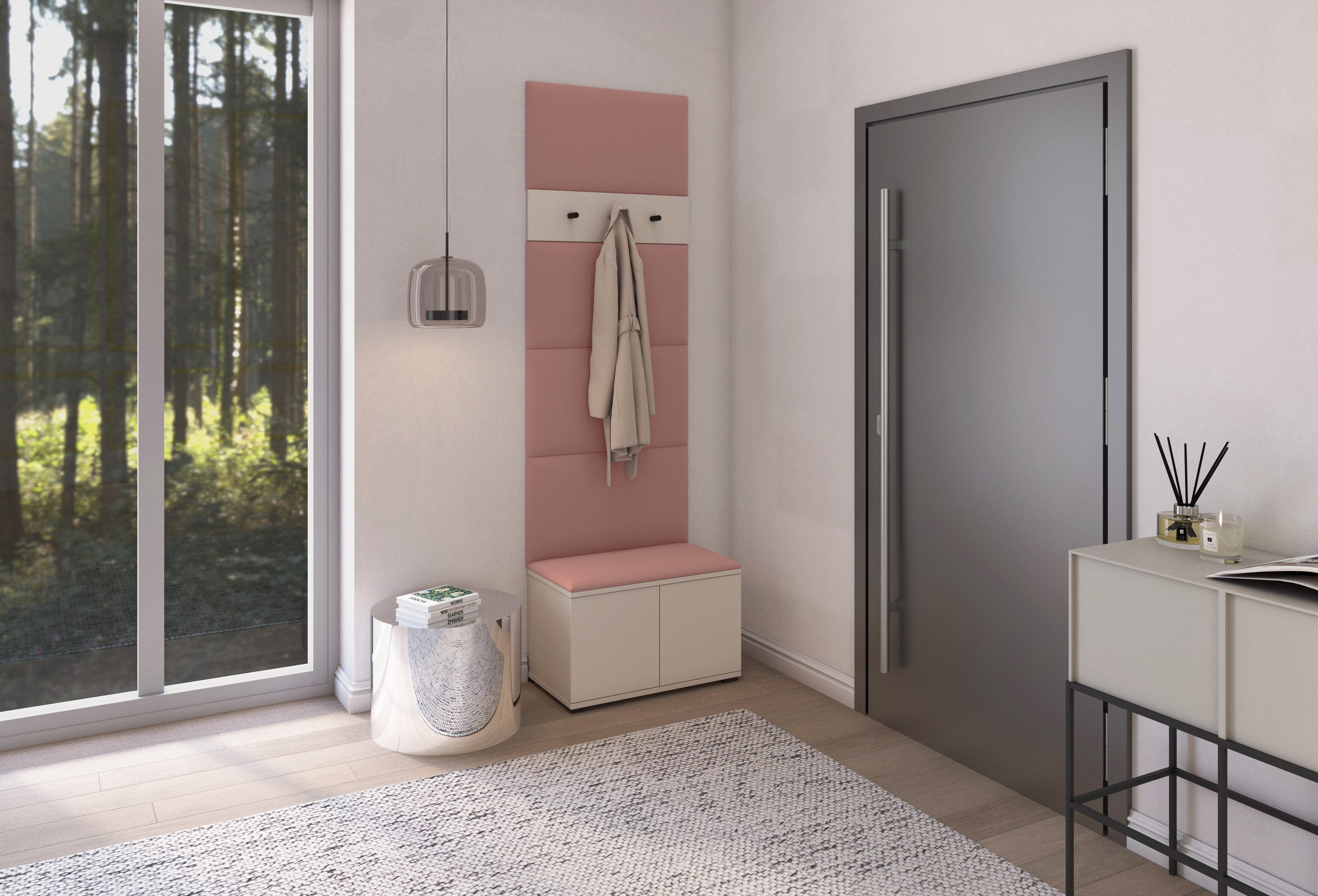 PK Bianco 6 Hallway Wardrobe Set - Misty Rose