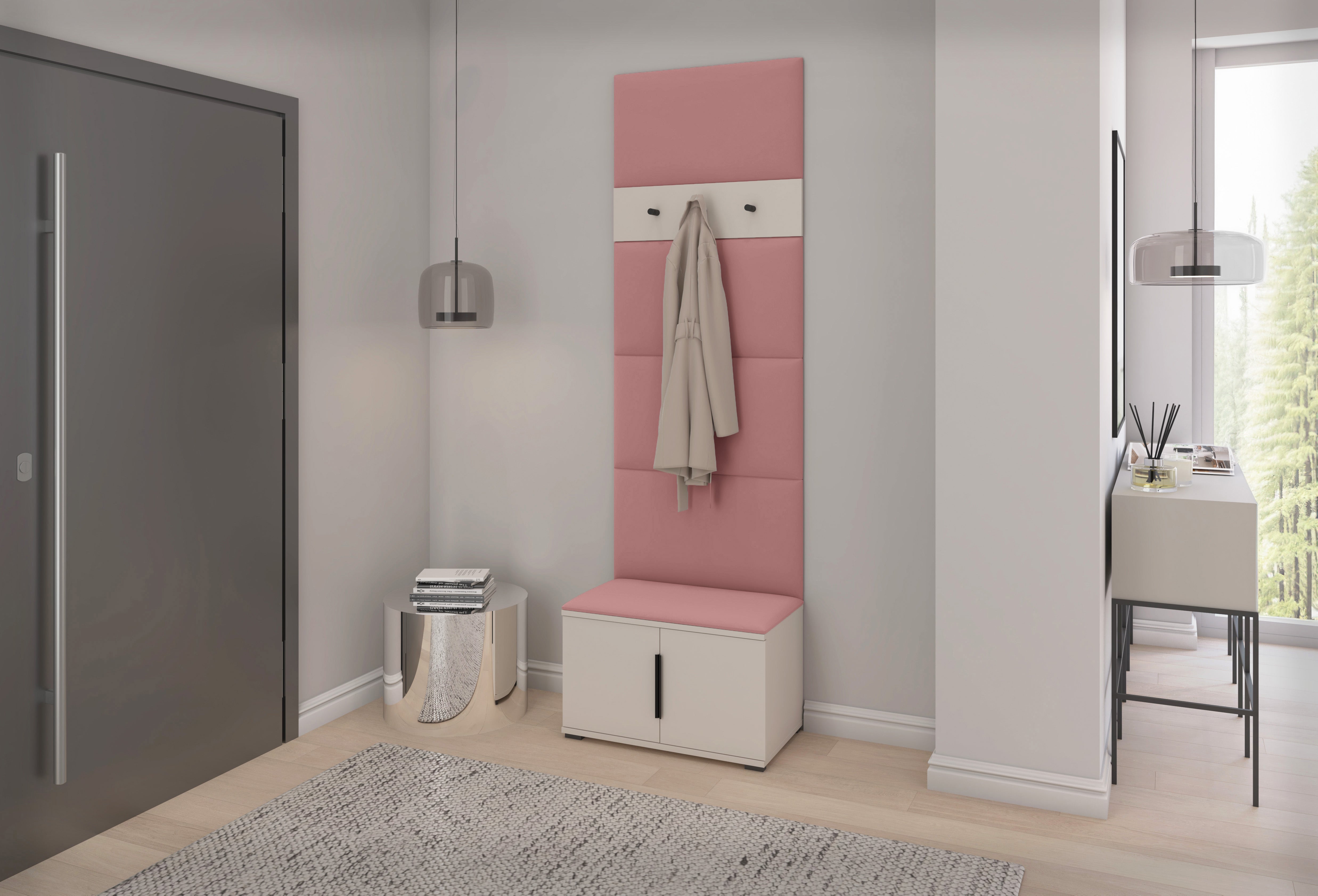 PK Bianco 6 Hallway Wardrobe Set - Misty Rose