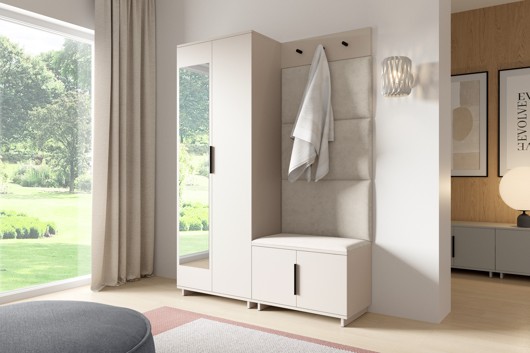 PK Bianco 3 Hallway Wardrobe Set - Cream